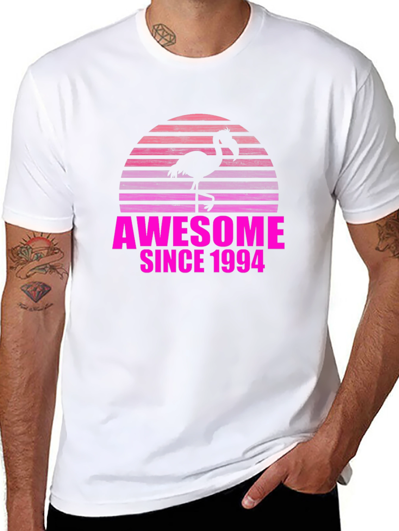 Awesome Since 1994 Flamingo Sunset T-Shirt