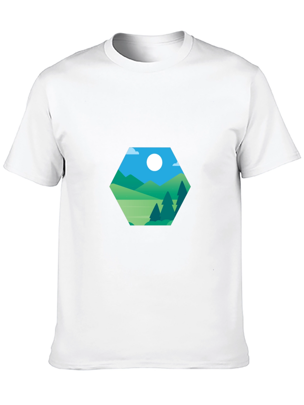 Geometric Landscape Graphic Tee - Modern Casual Style