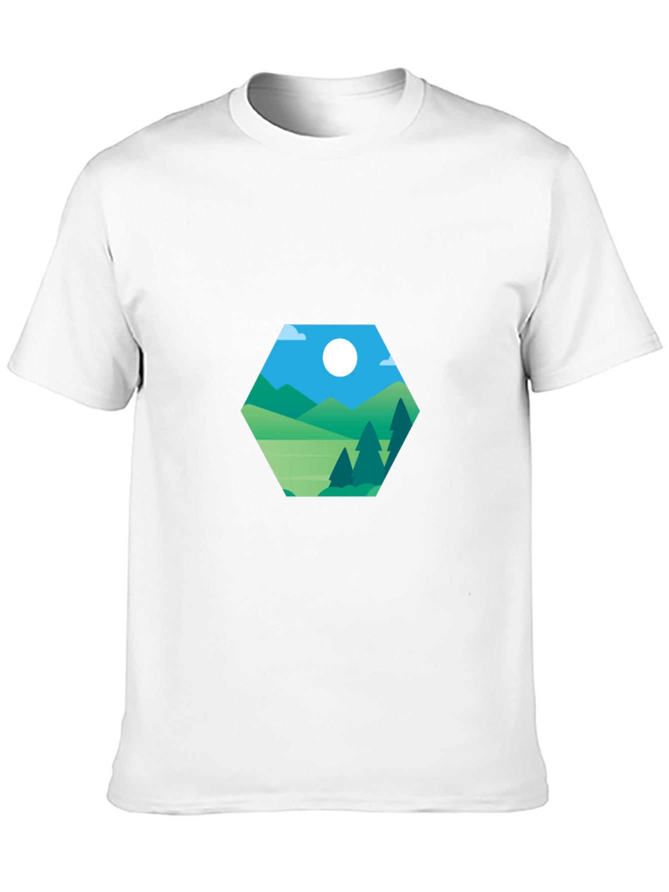 Geometric Landscape Graphic Tee - Modern Casual Style