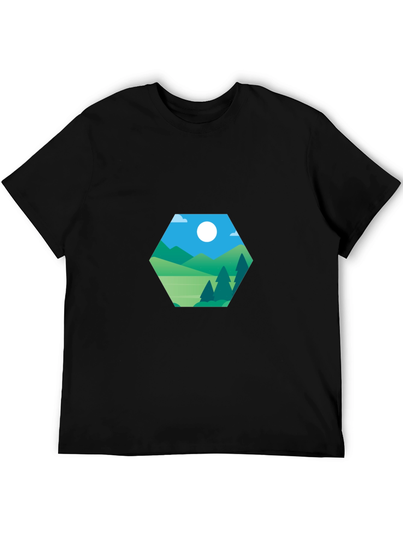 Geometric Landscape Graphic Tee - Modern Casual Style