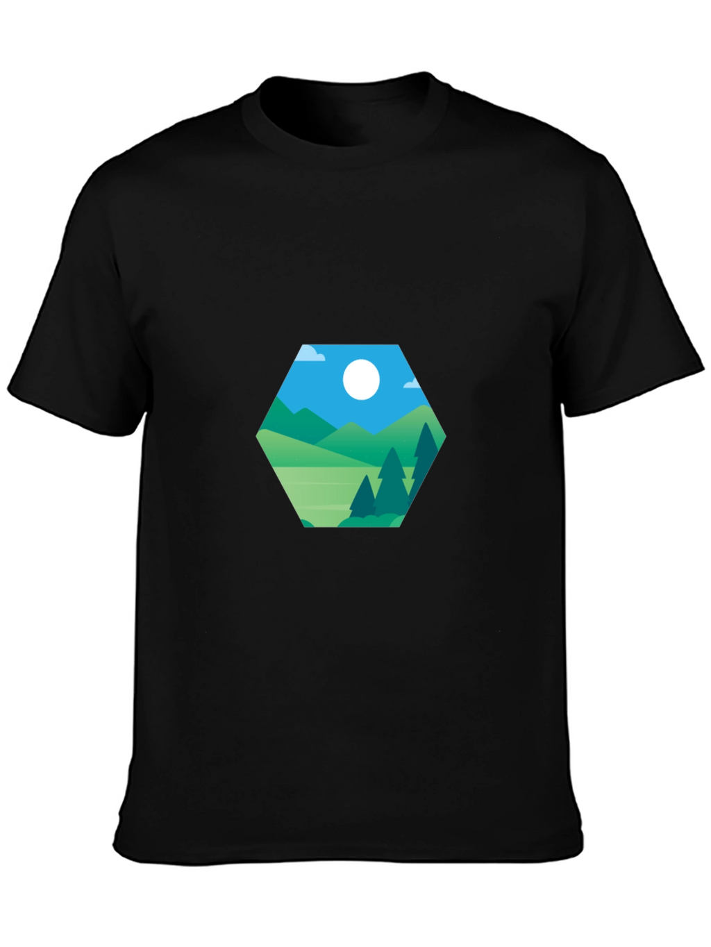 Geometric Landscape Graphic Tee - Modern Casual Style
