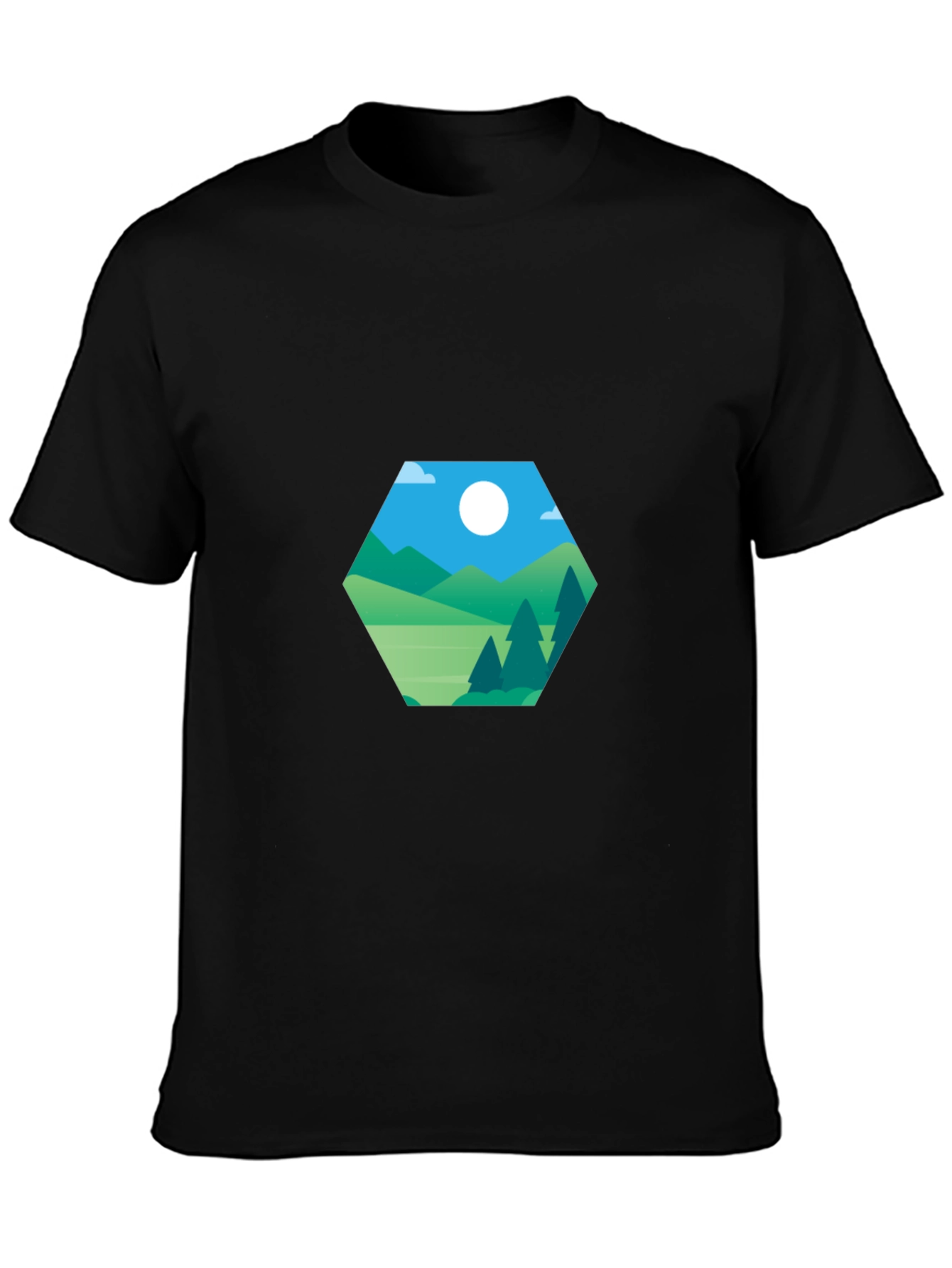 Geometric Landscape Graphic Tee - Modern Casual Style