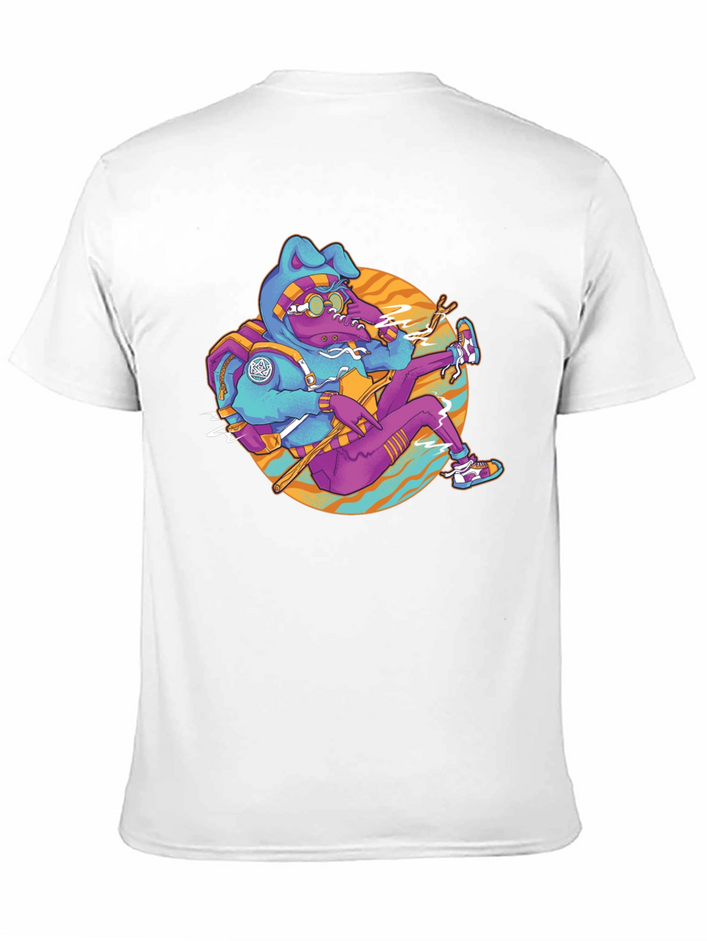 Funky Cartoon Bunny Black T-Shirt