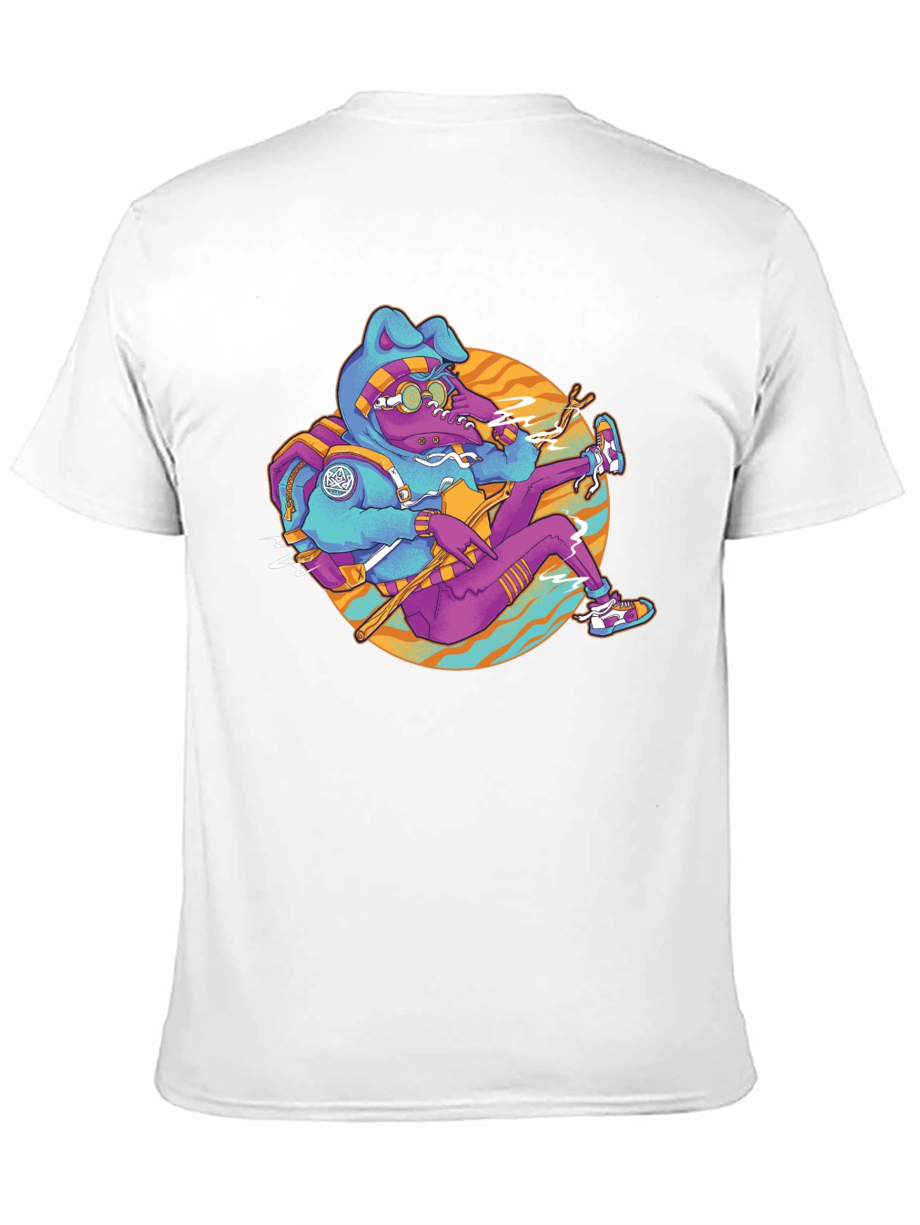 Funky Cartoon Bunny Black T-Shirt