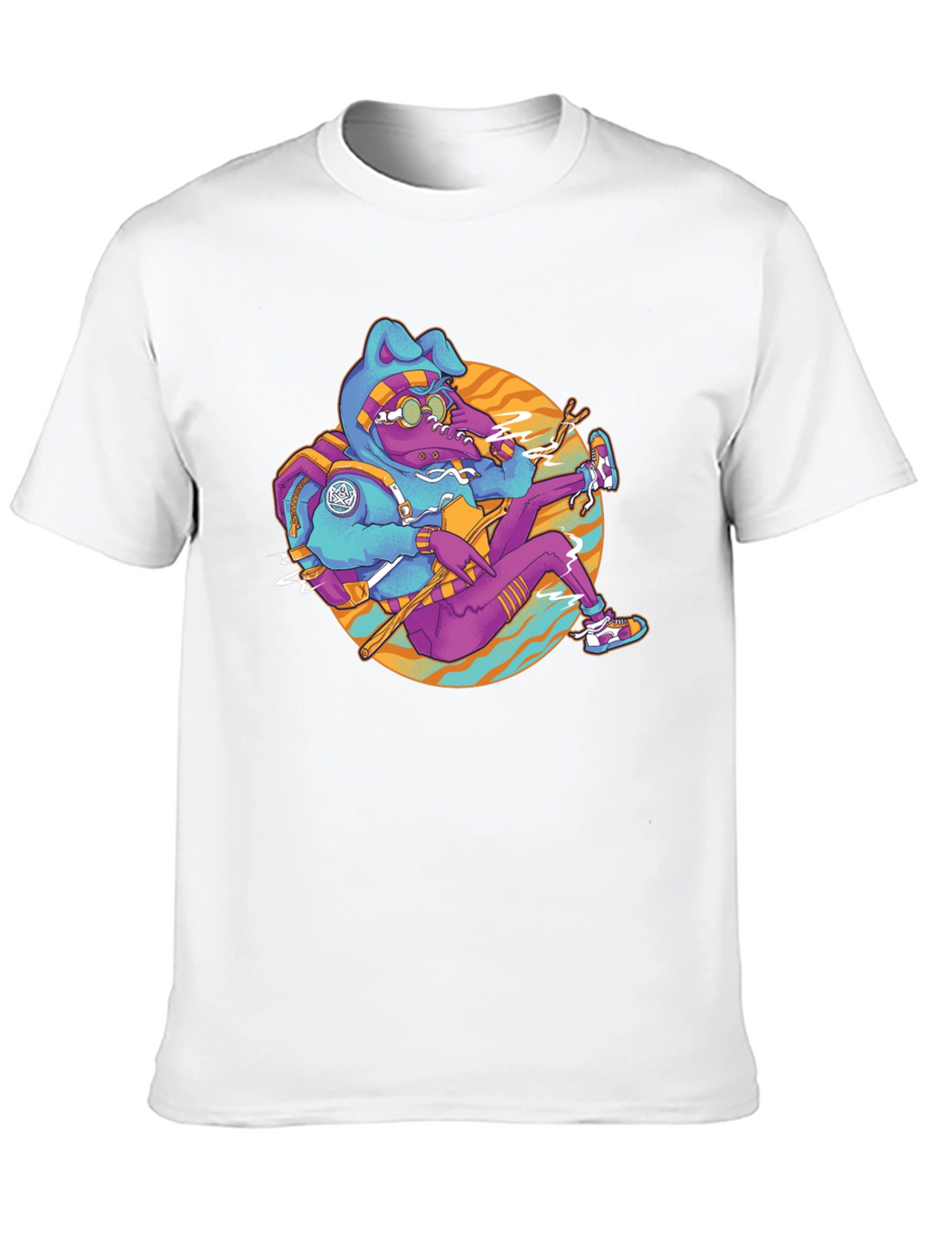 Funky Cartoon Bunny Black T-Shirt
