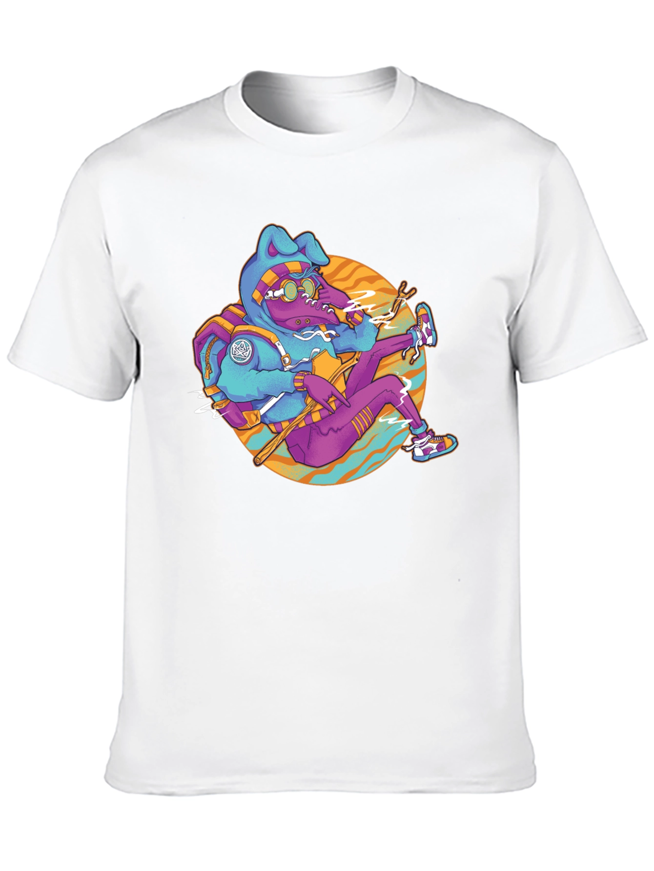 Funky Cartoon Bunny Black T-Shirt