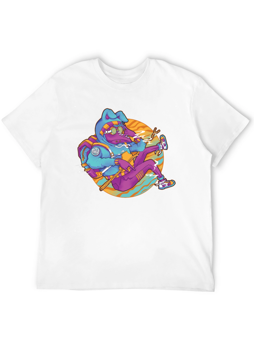 Funky Cartoon Bunny Black T-Shirt