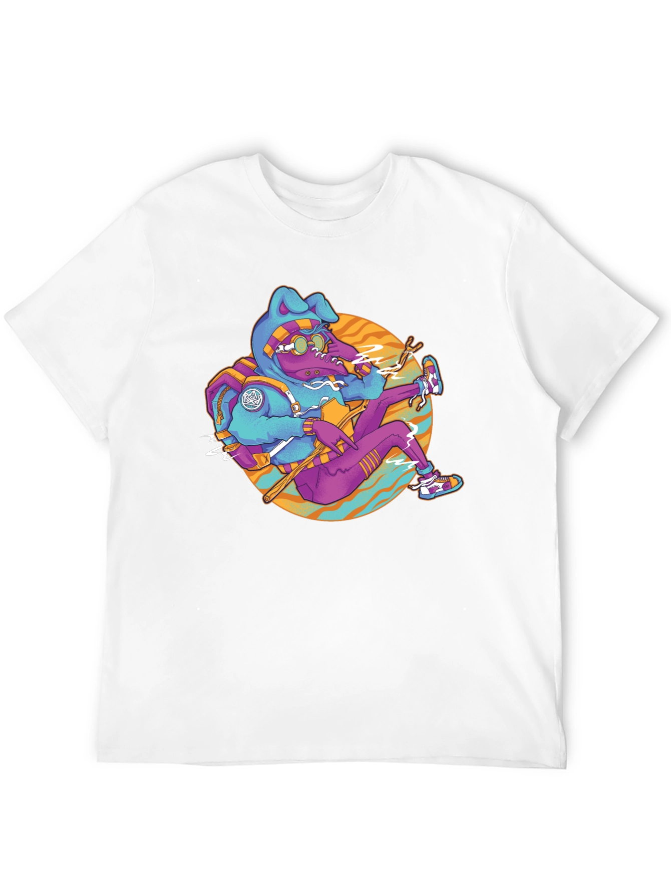 Funky Cartoon Bunny Black T-Shirt