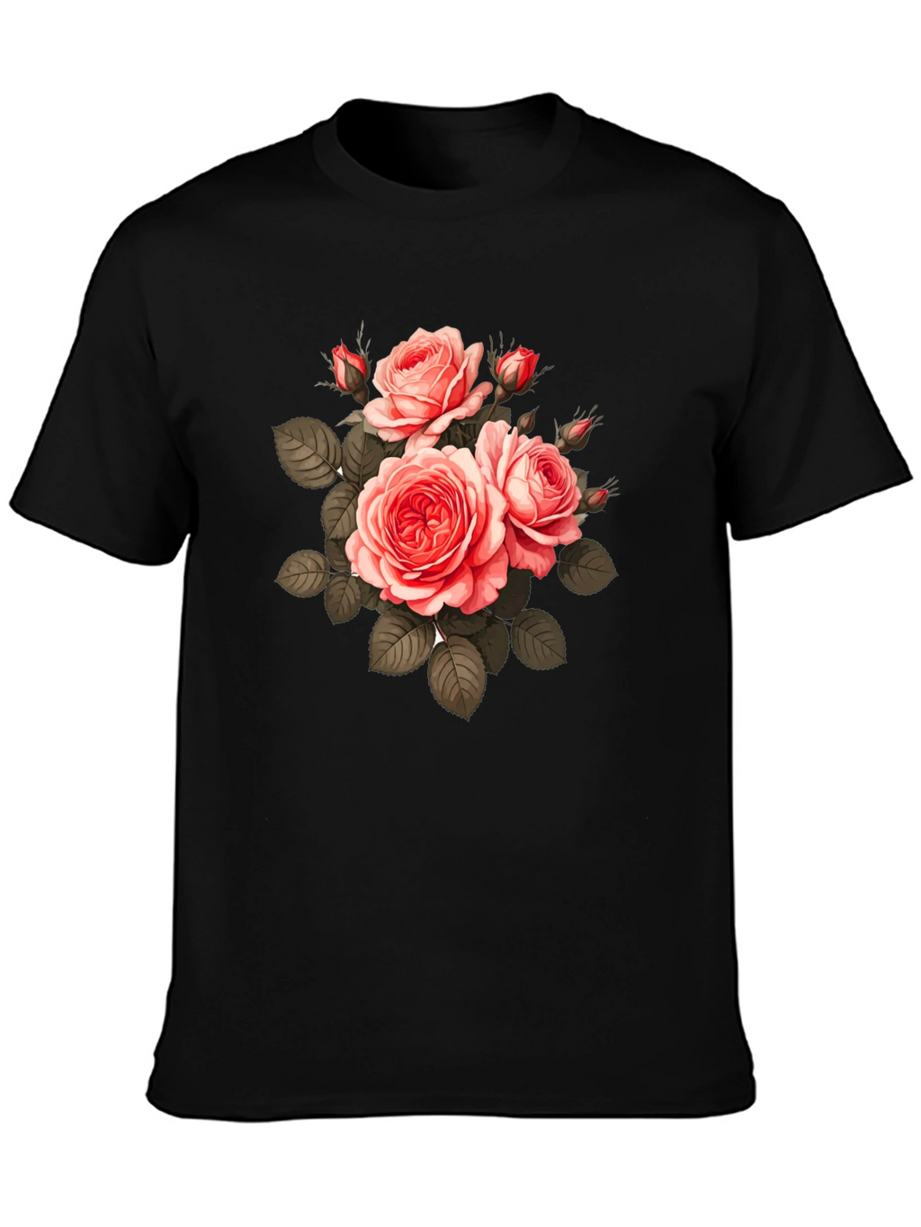 Floral Print T-Shirt - Black