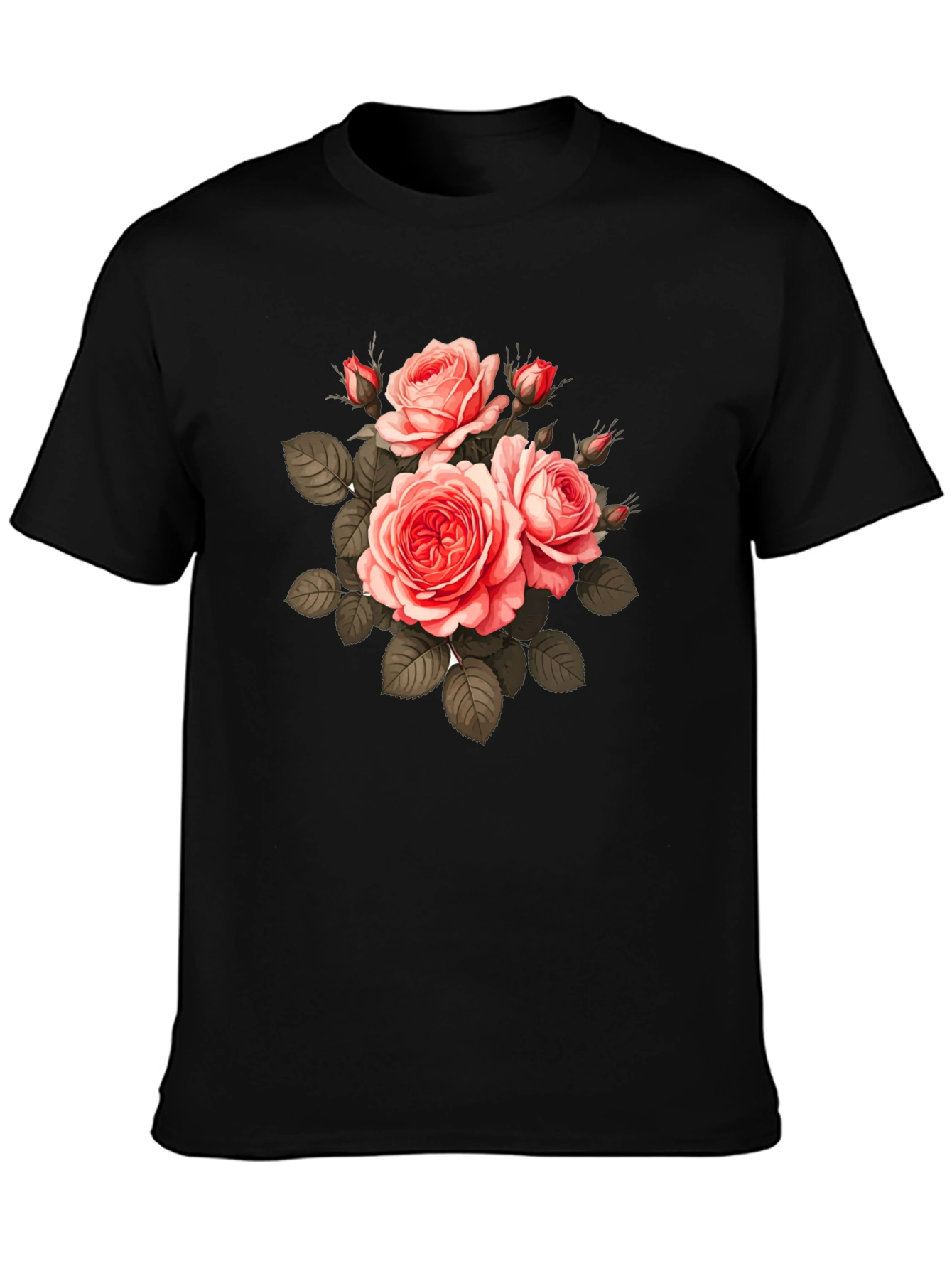 Floral Print T-Shirt - Black