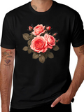 Floral Print T-Shirt - Black
