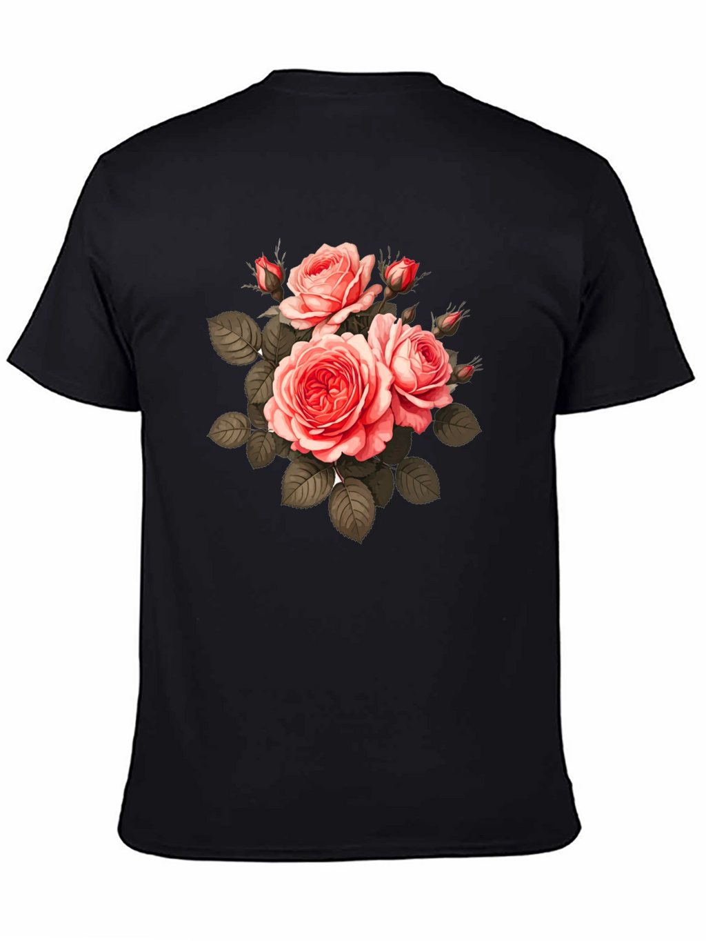 Floral Print T-Shirt - Black