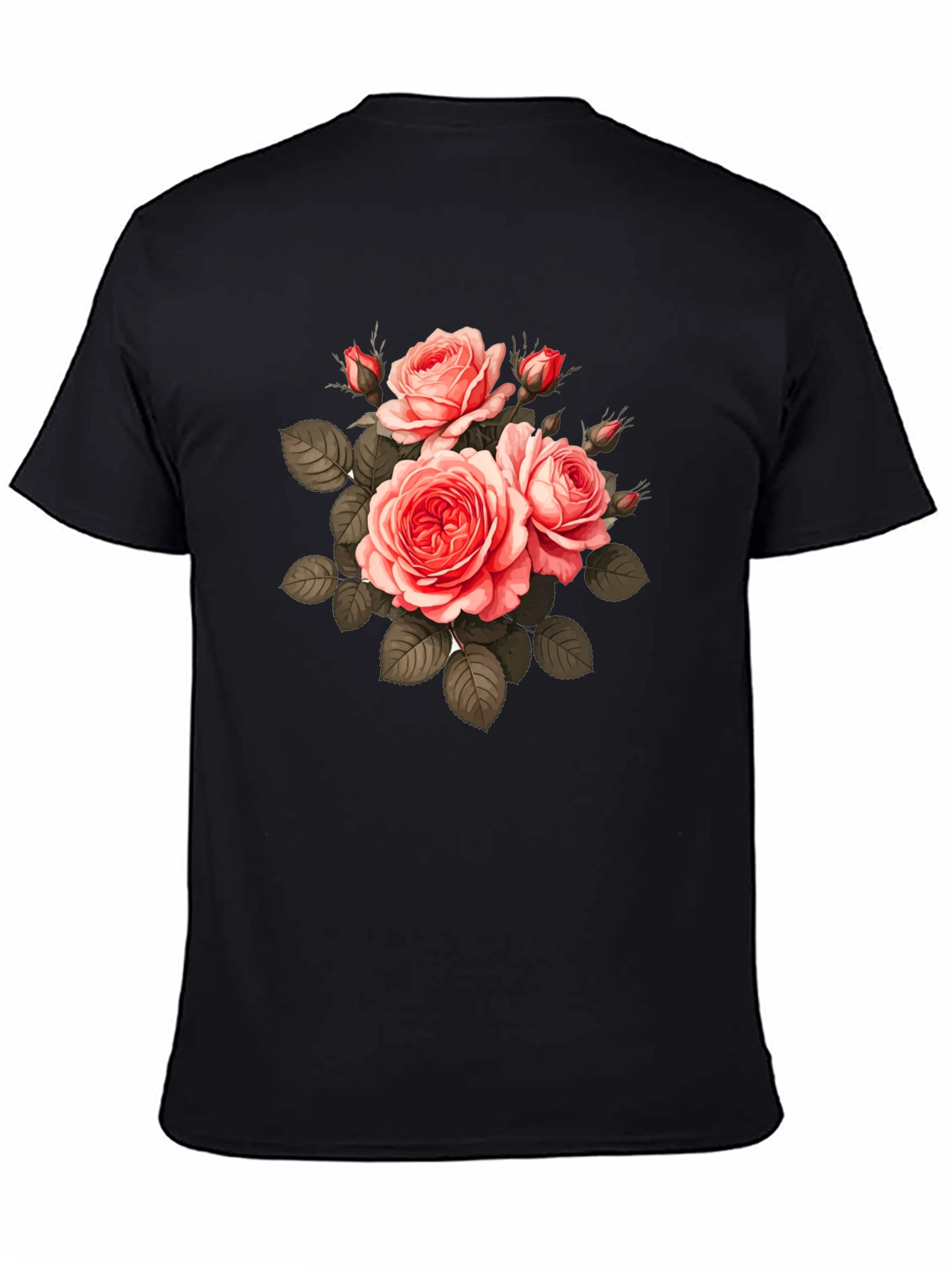 Floral Print T-Shirt - Black