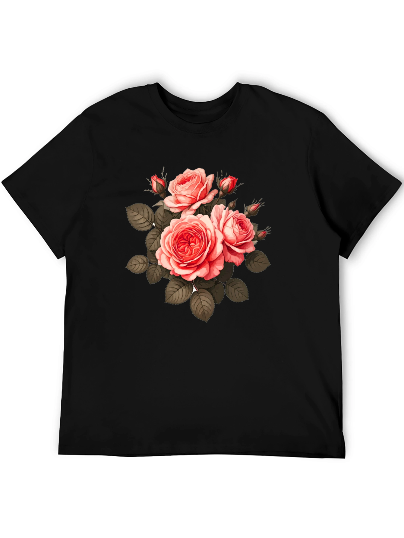 Floral Print T-Shirt - Black
