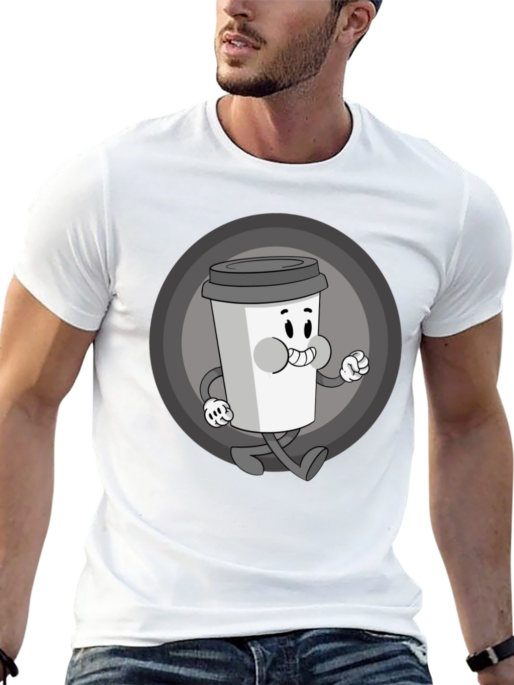 Retro Coffee Character Graphic Tee