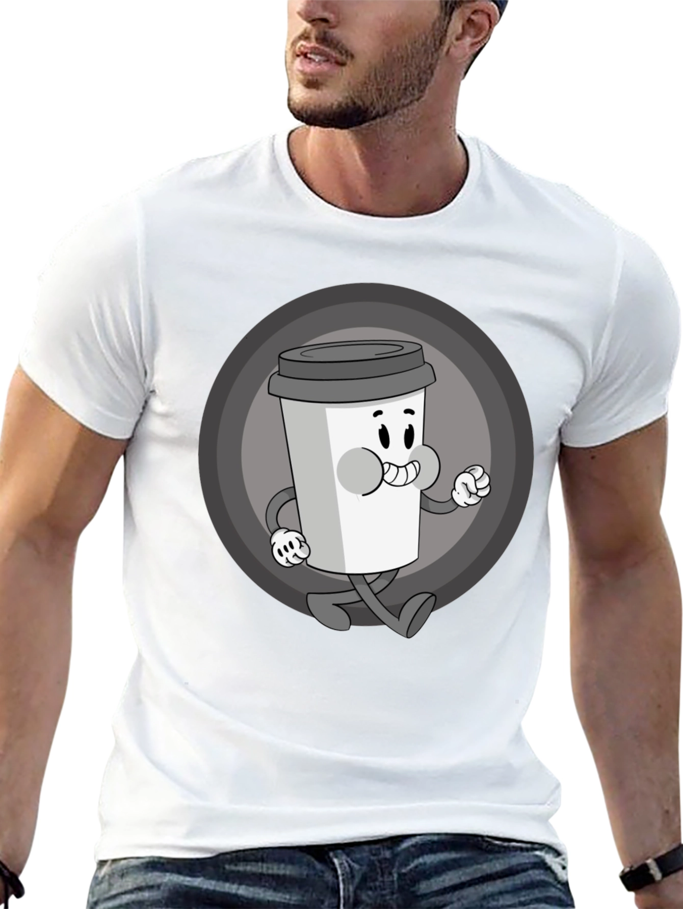 Retro Coffee Character Graphic Tee