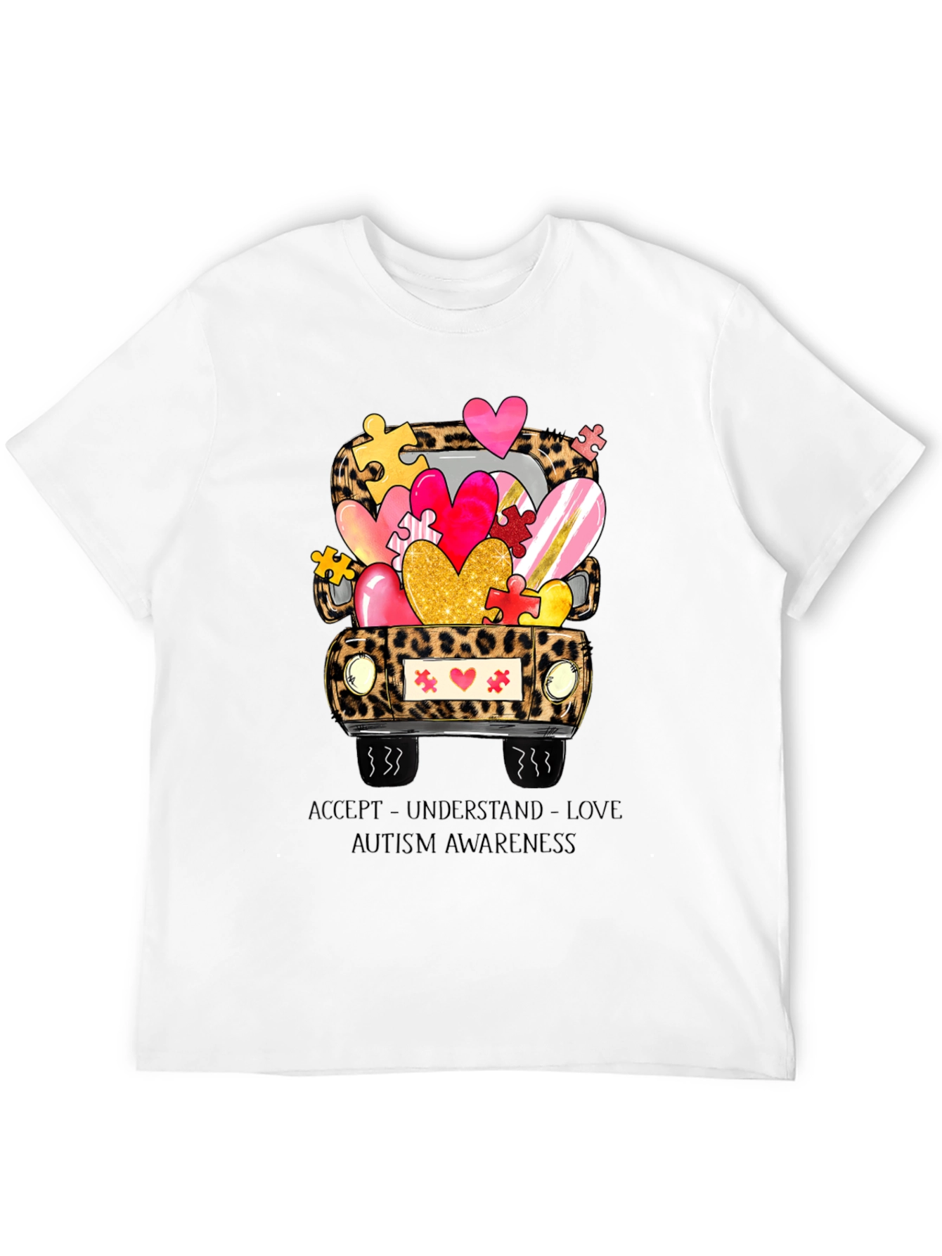 Autism Awareness Leopard Truck T-Shirt