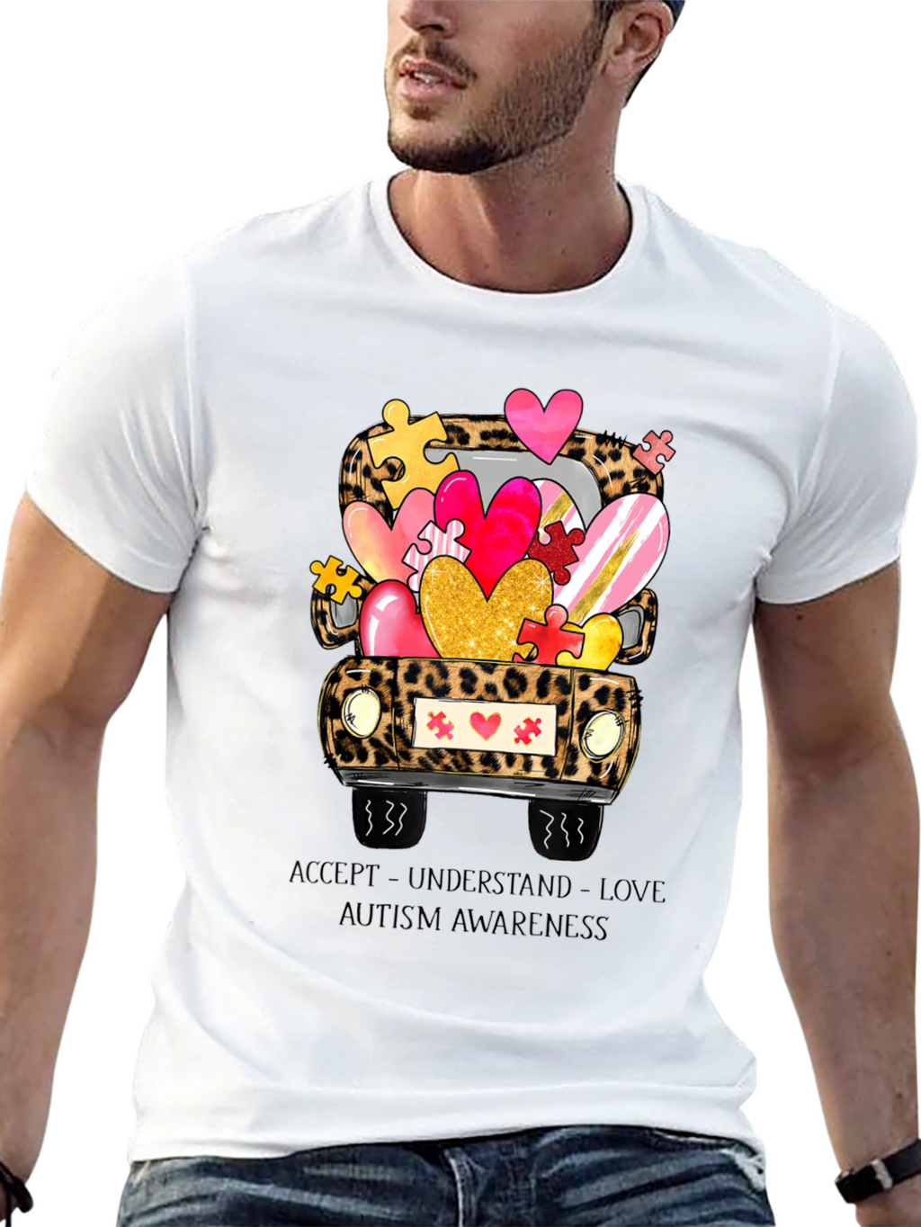 Autism Awareness Leopard Truck T-Shirt