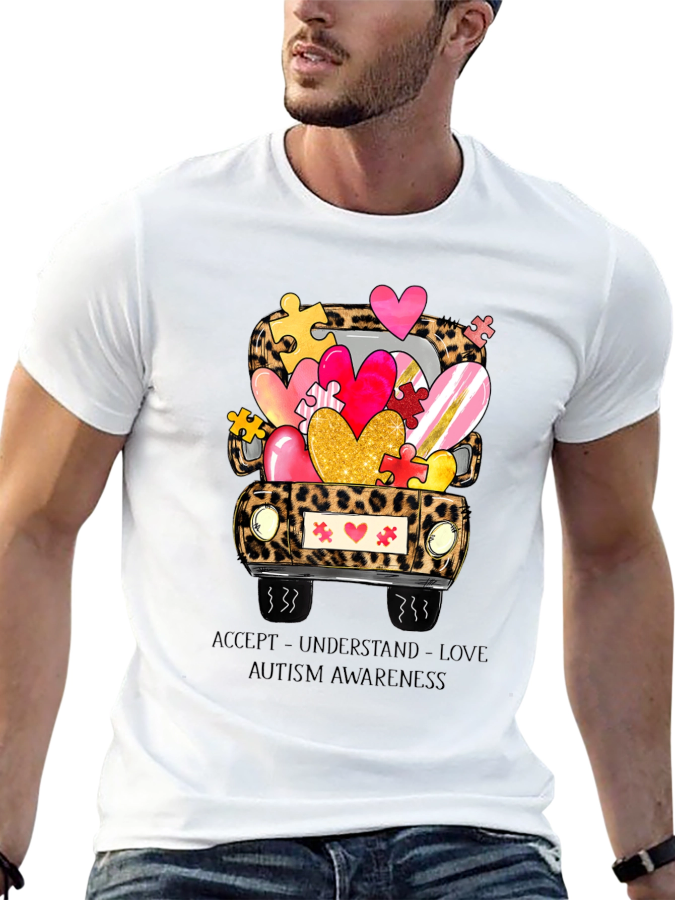 Autism Awareness Leopard Truck T-Shirt