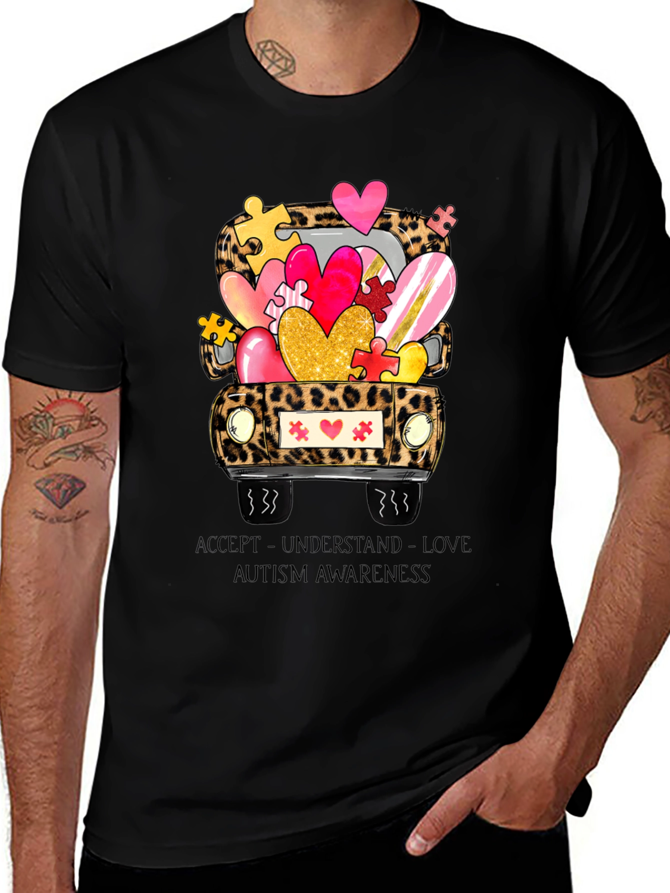 Autism Awareness Leopard Truck T-Shirt
