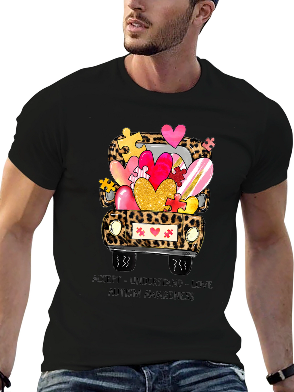 Autism Awareness Leopard Truck T-Shirt