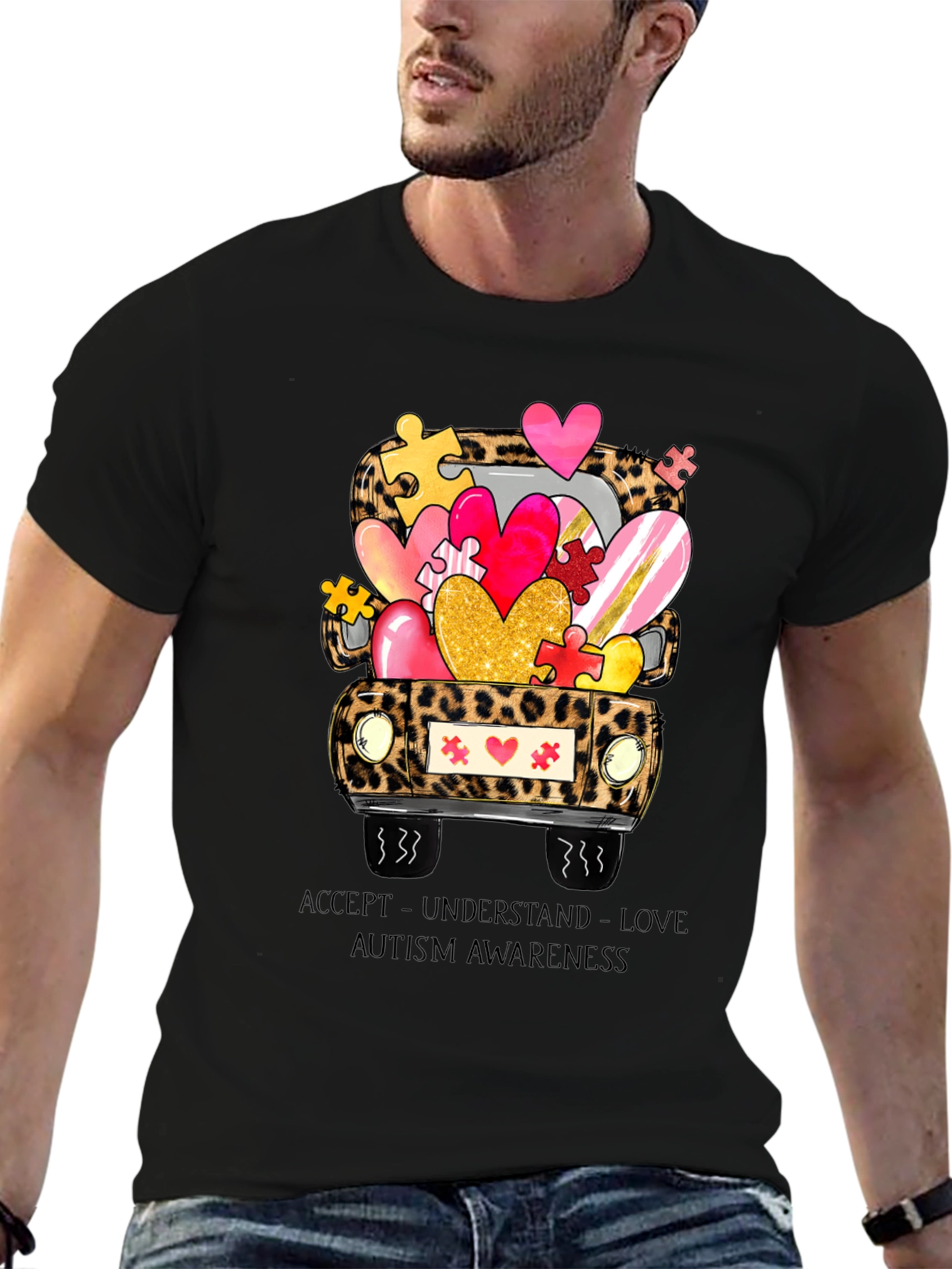 Autism Awareness Leopard Truck T-Shirt