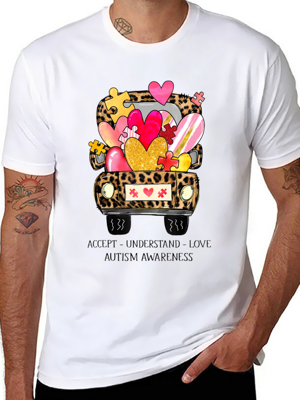 Autism Awareness Leopard Truck T-Shirt