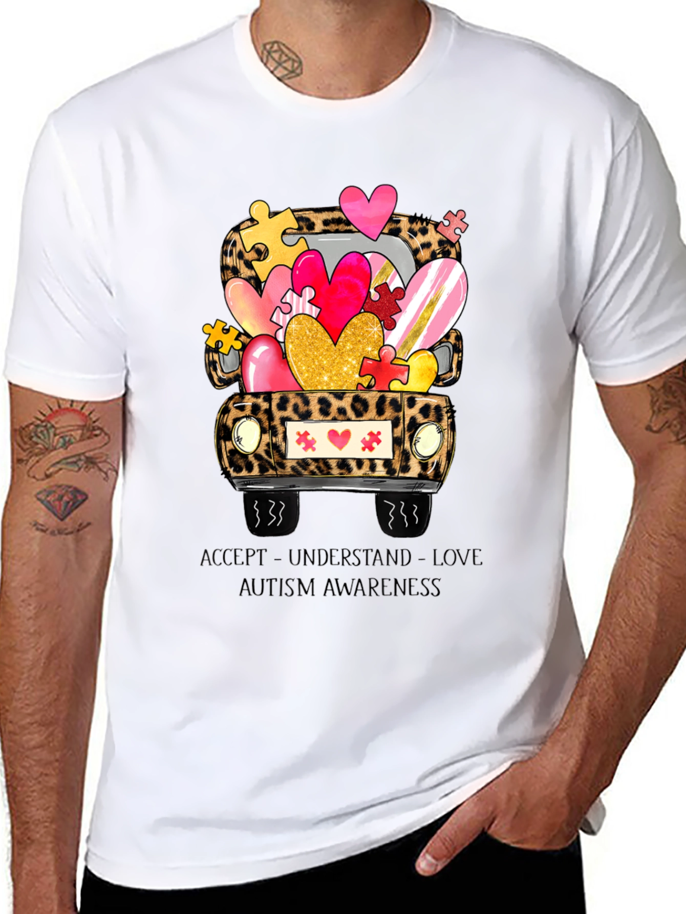 Autism Awareness Leopard Truck T-Shirt