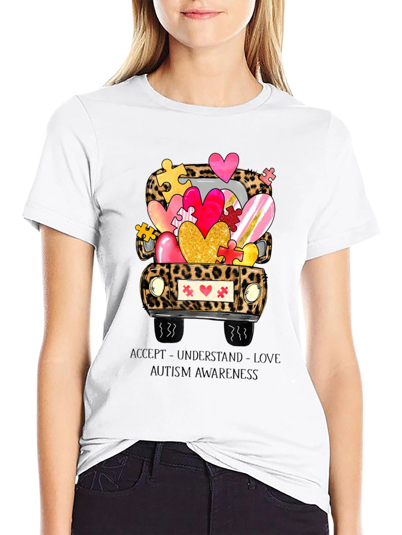 Autism Awareness Leopard Truck T-Shirt