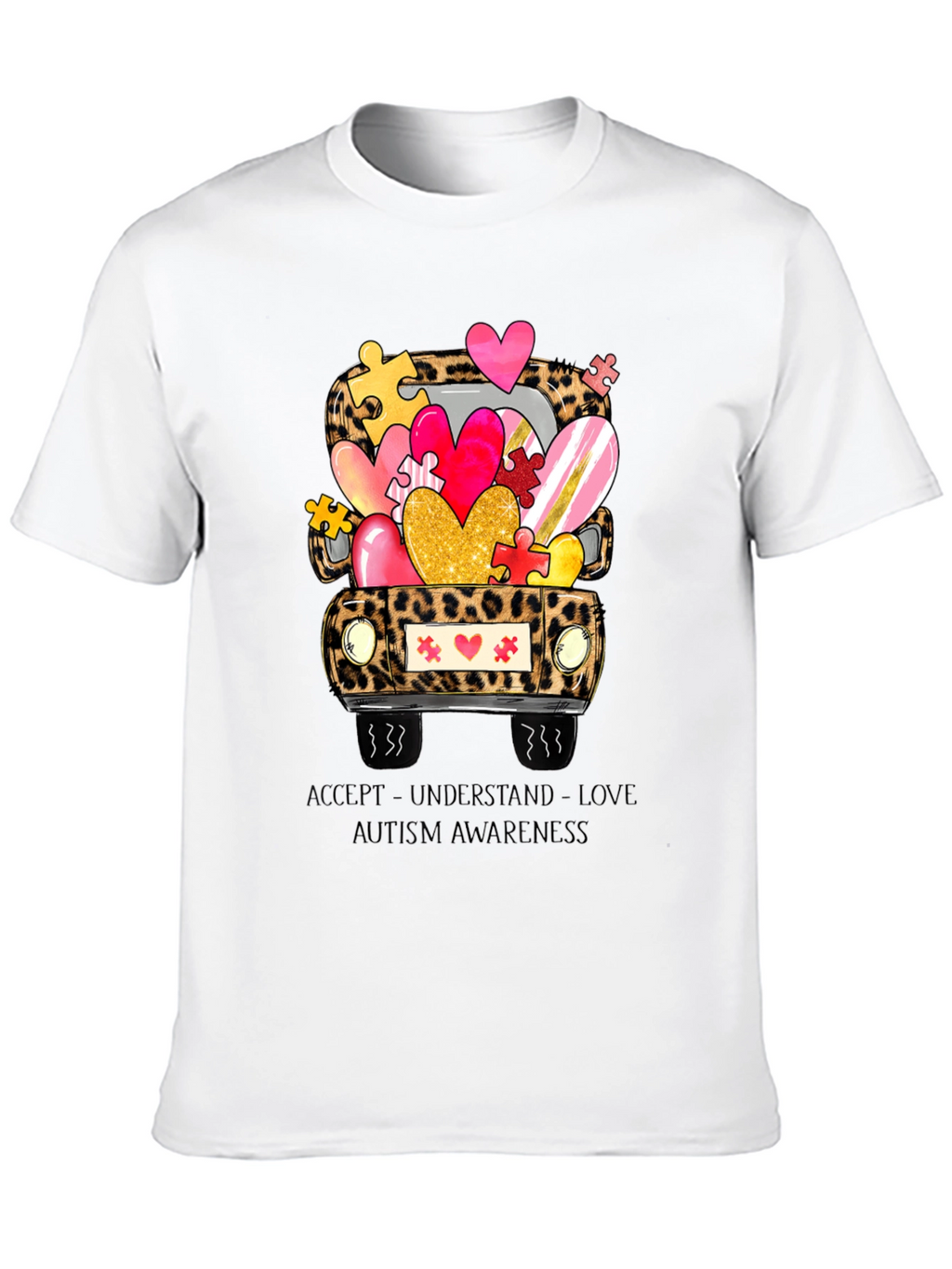 Autism Awareness Leopard Truck T-Shirt