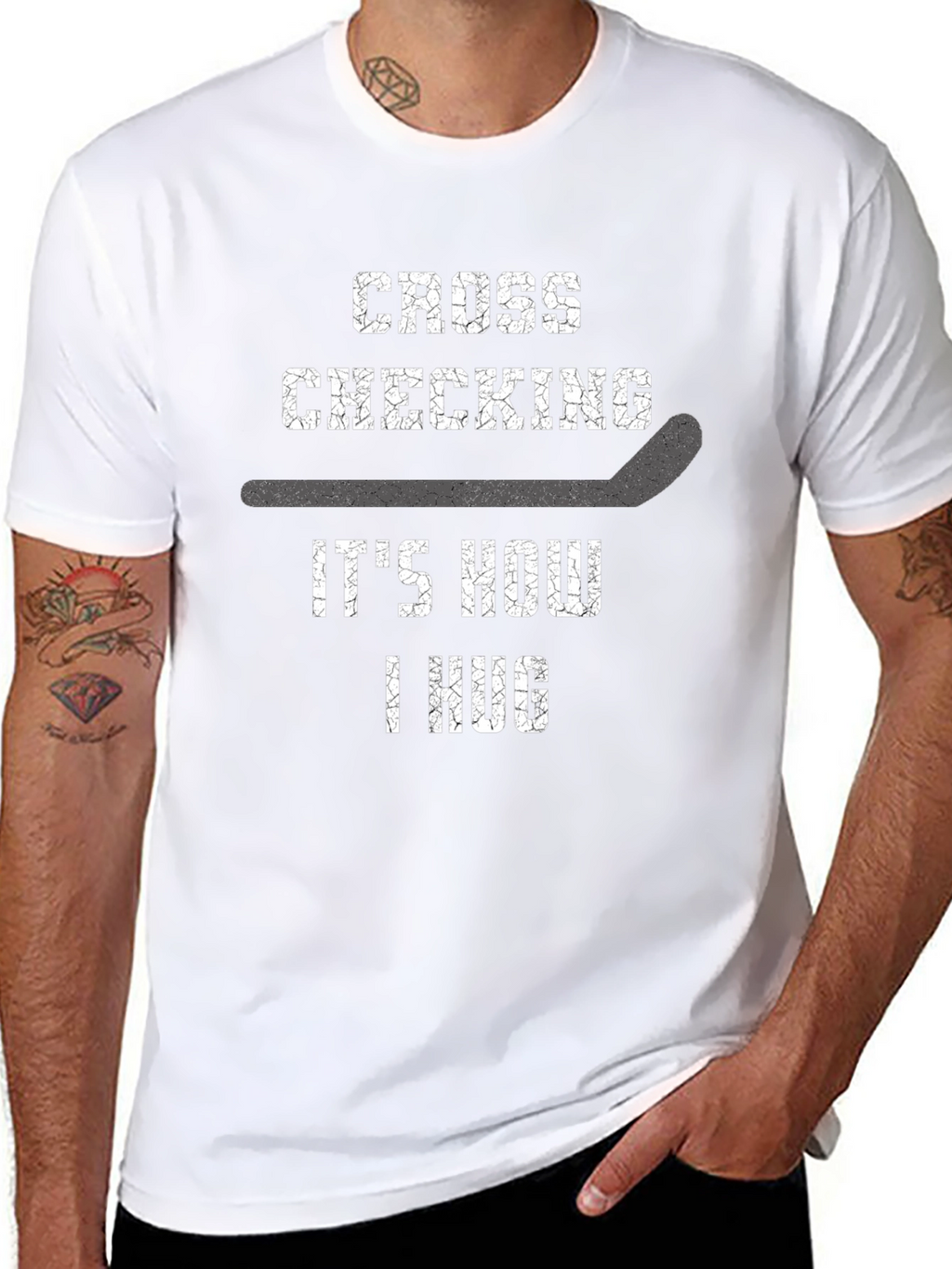 Cross Checking Hockey Hug Graphic Tee