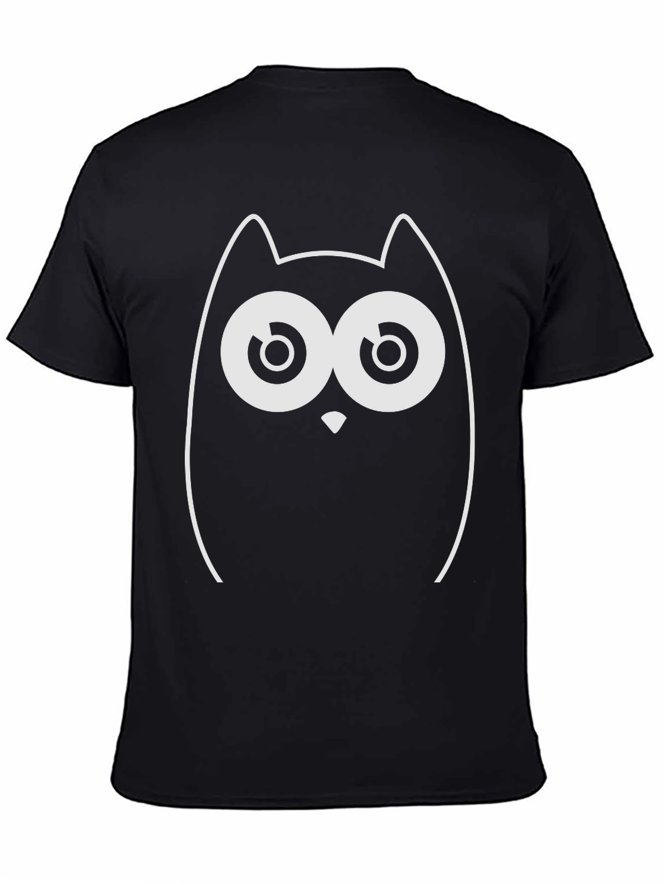 Owl Graphic Tee - Black Cotton Short Sleeve Shirt