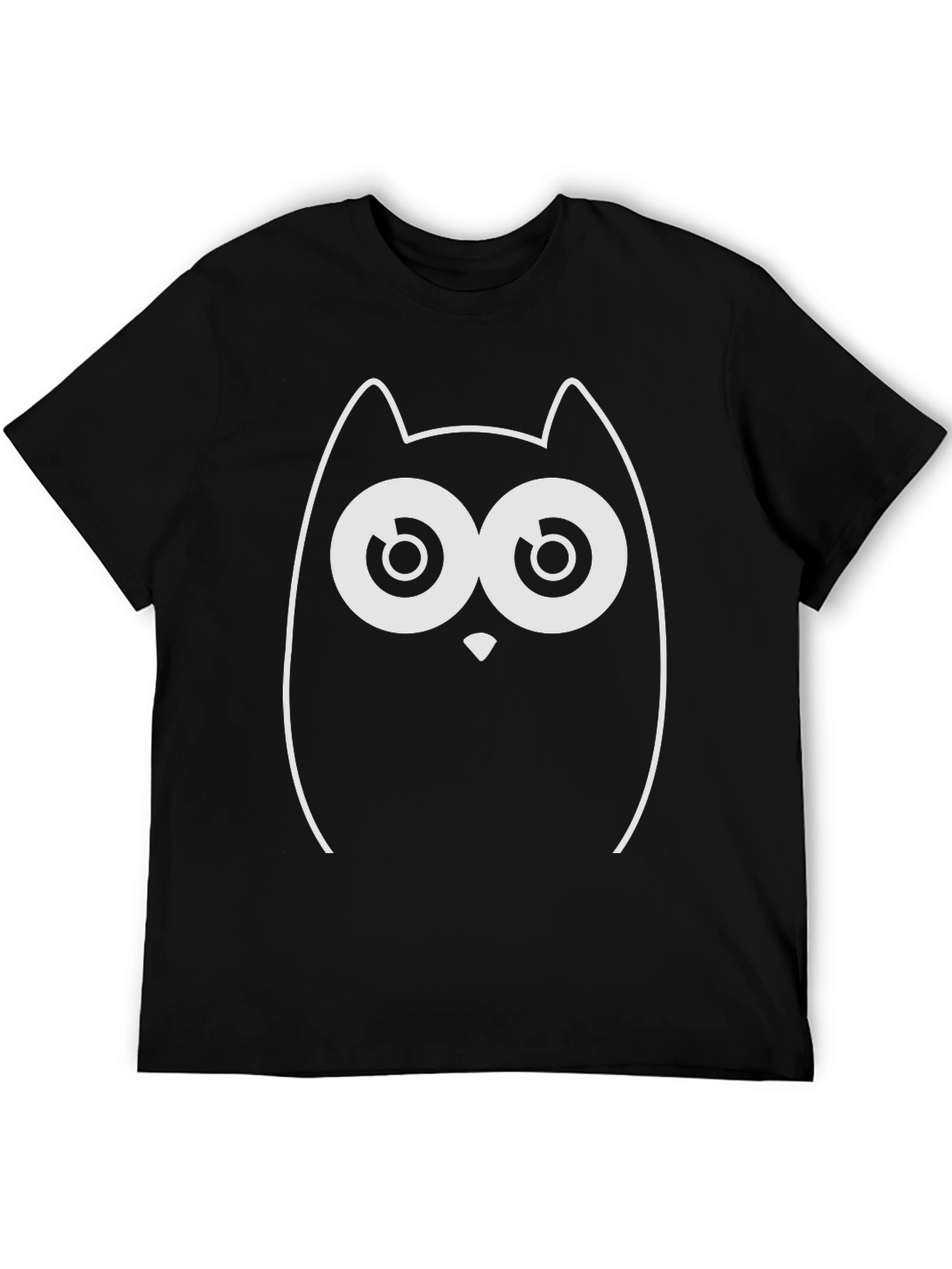 Owl Graphic Tee - Black Cotton Short Sleeve Shirt
