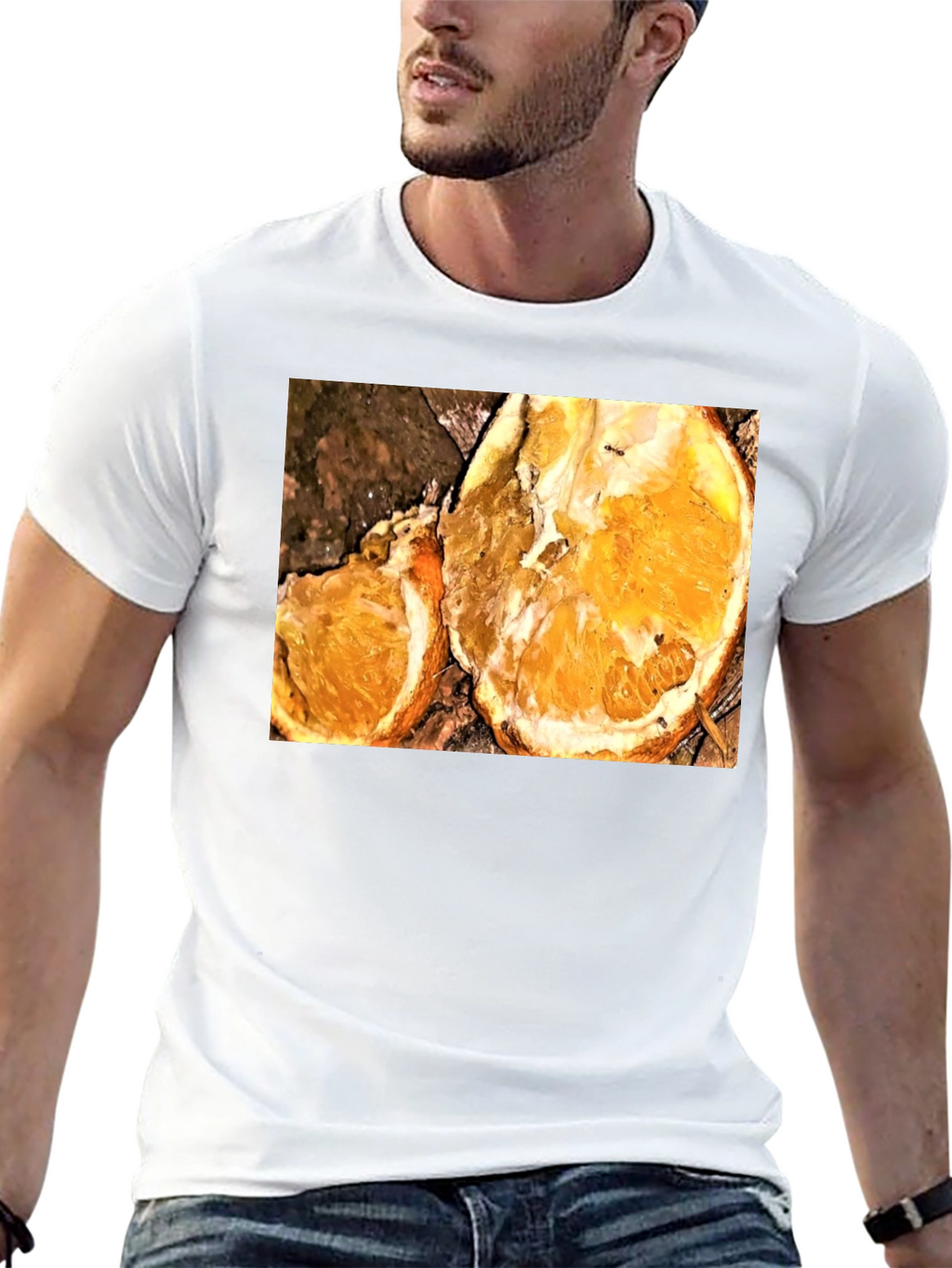 Orange Slice Graphic Tee - Black Casual T-Shirt