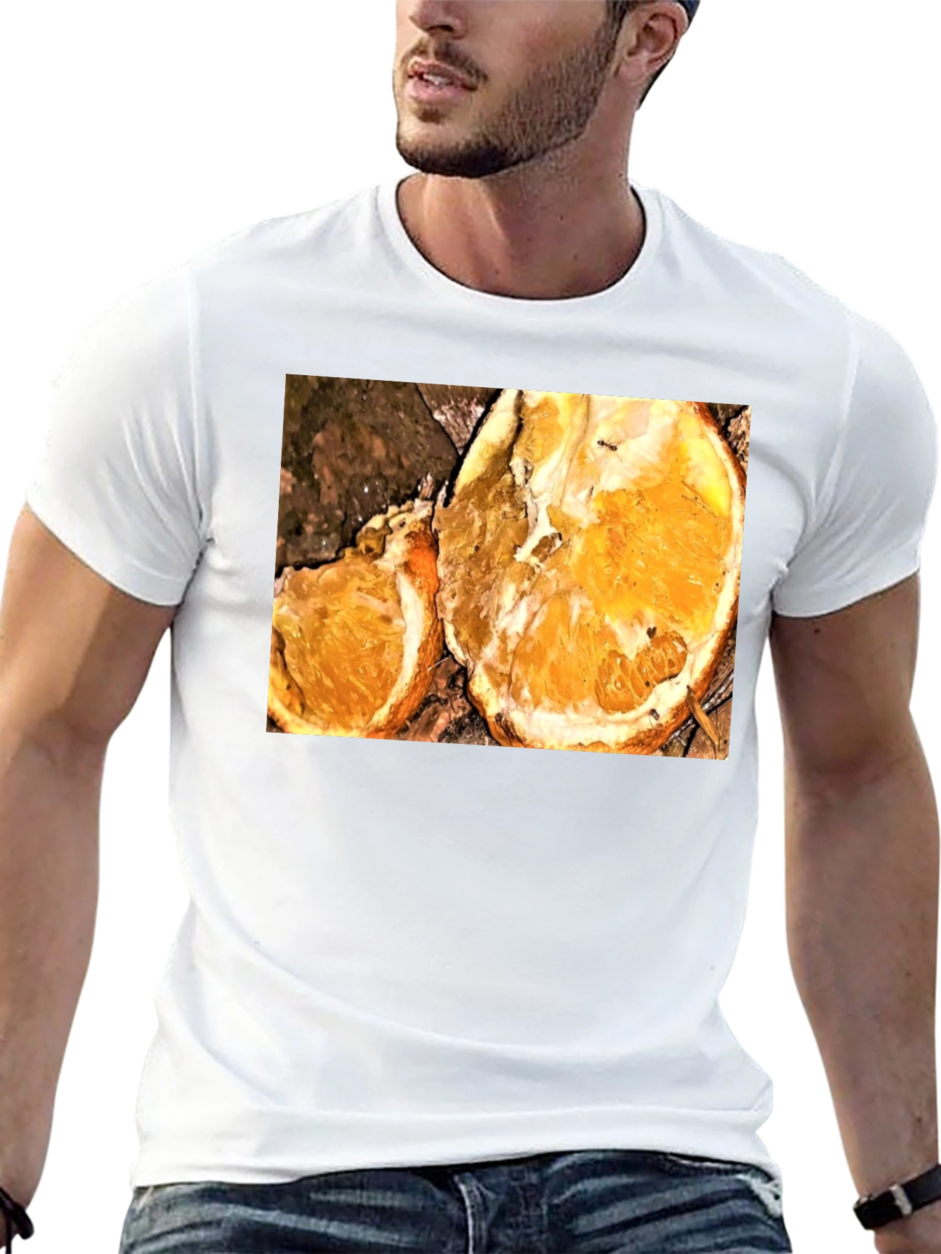 Orange Slice Graphic Tee - Black Casual T-Shirt
