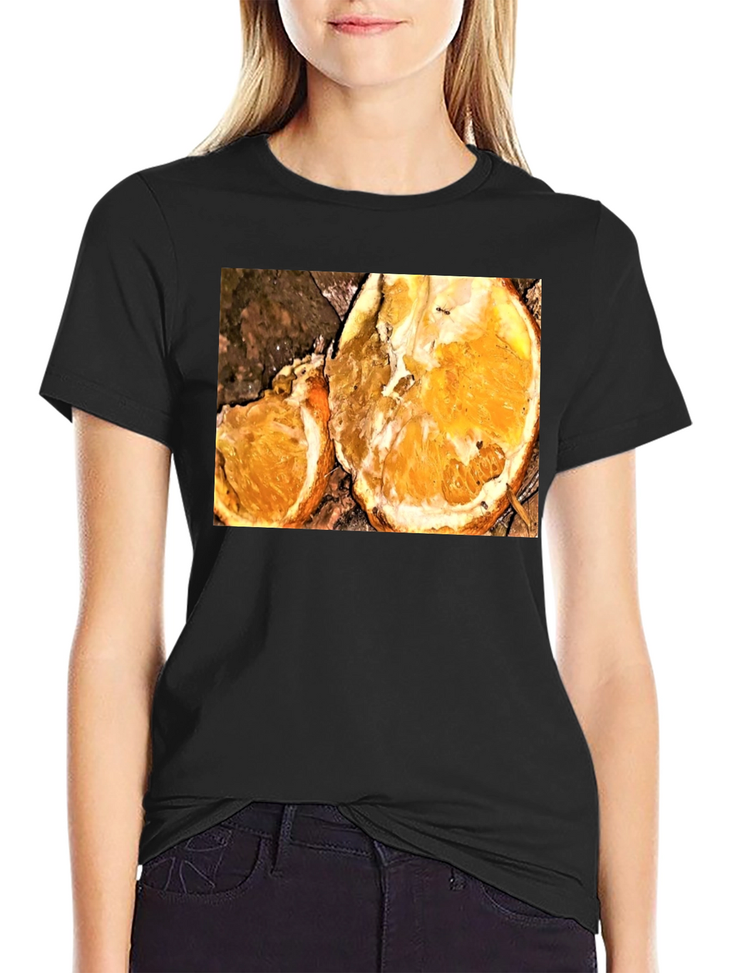 Orange Slice Graphic Tee - Black Casual T-Shirt