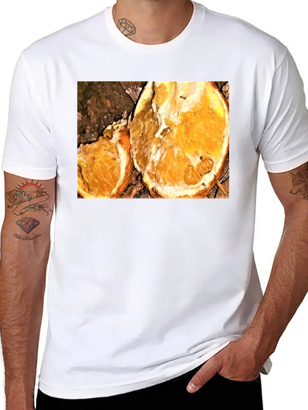 Orange Slice Graphic Tee - Black Casual T-Shirt