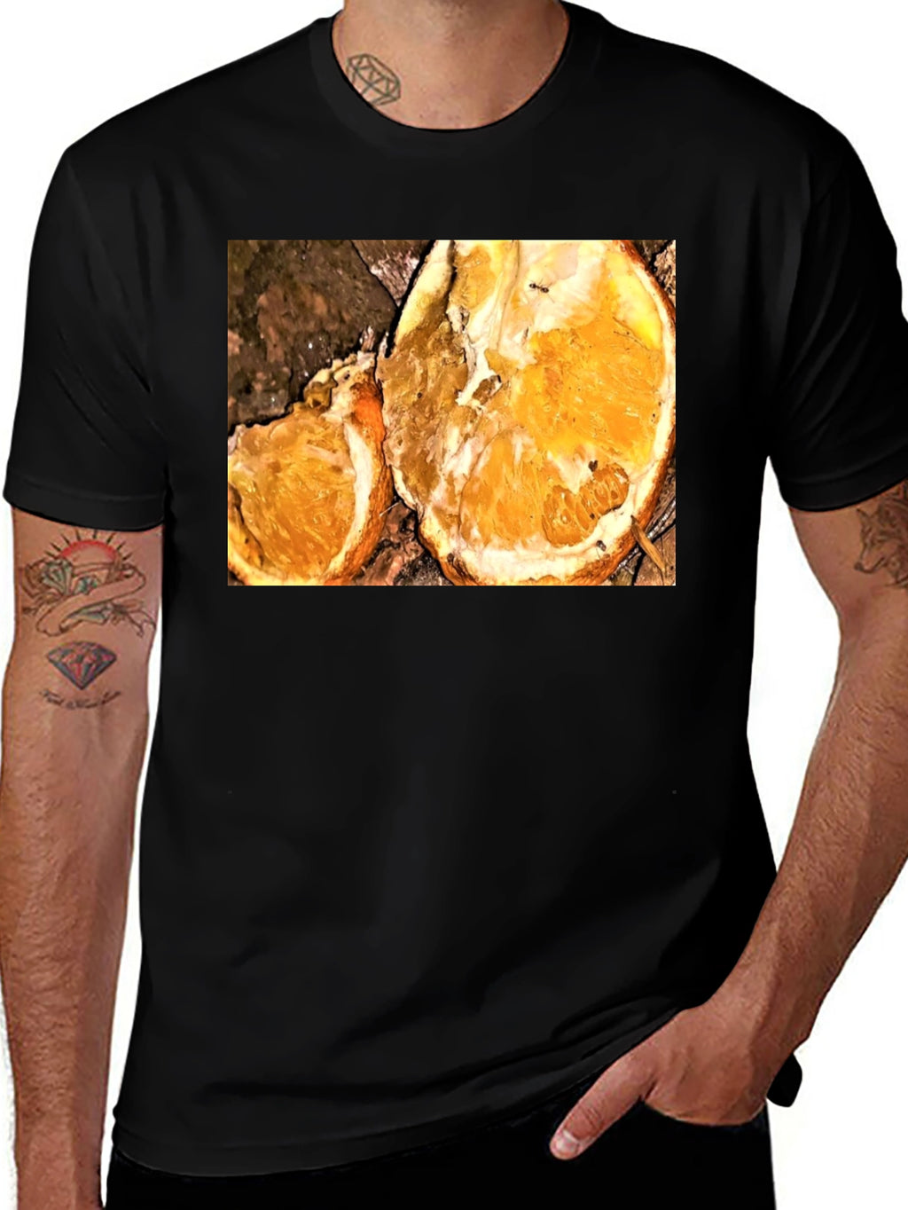 Orange Slice Graphic Tee - Black Casual T-Shirt