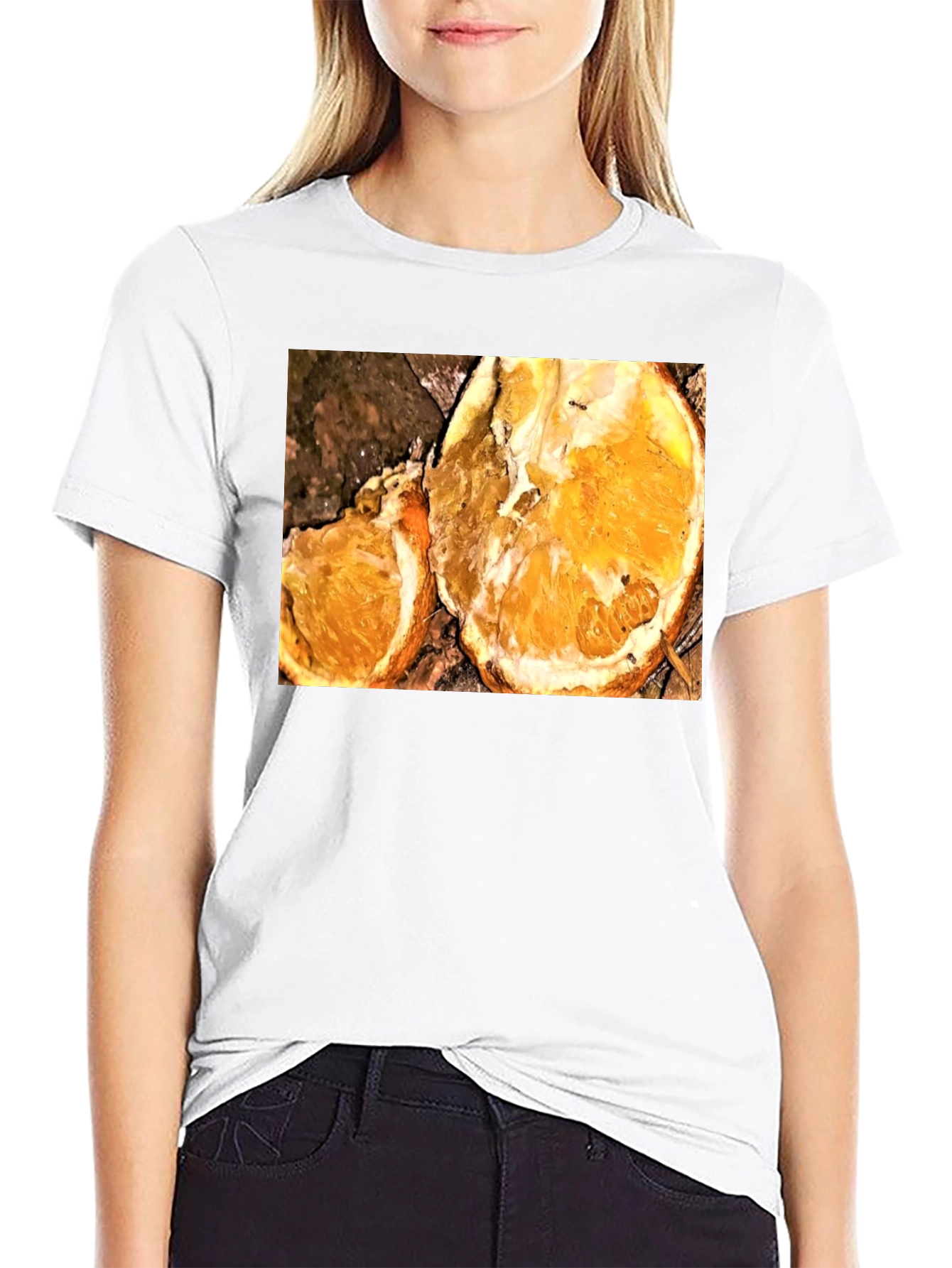 Orange Slice Graphic Tee - Black Casual T-Shirt