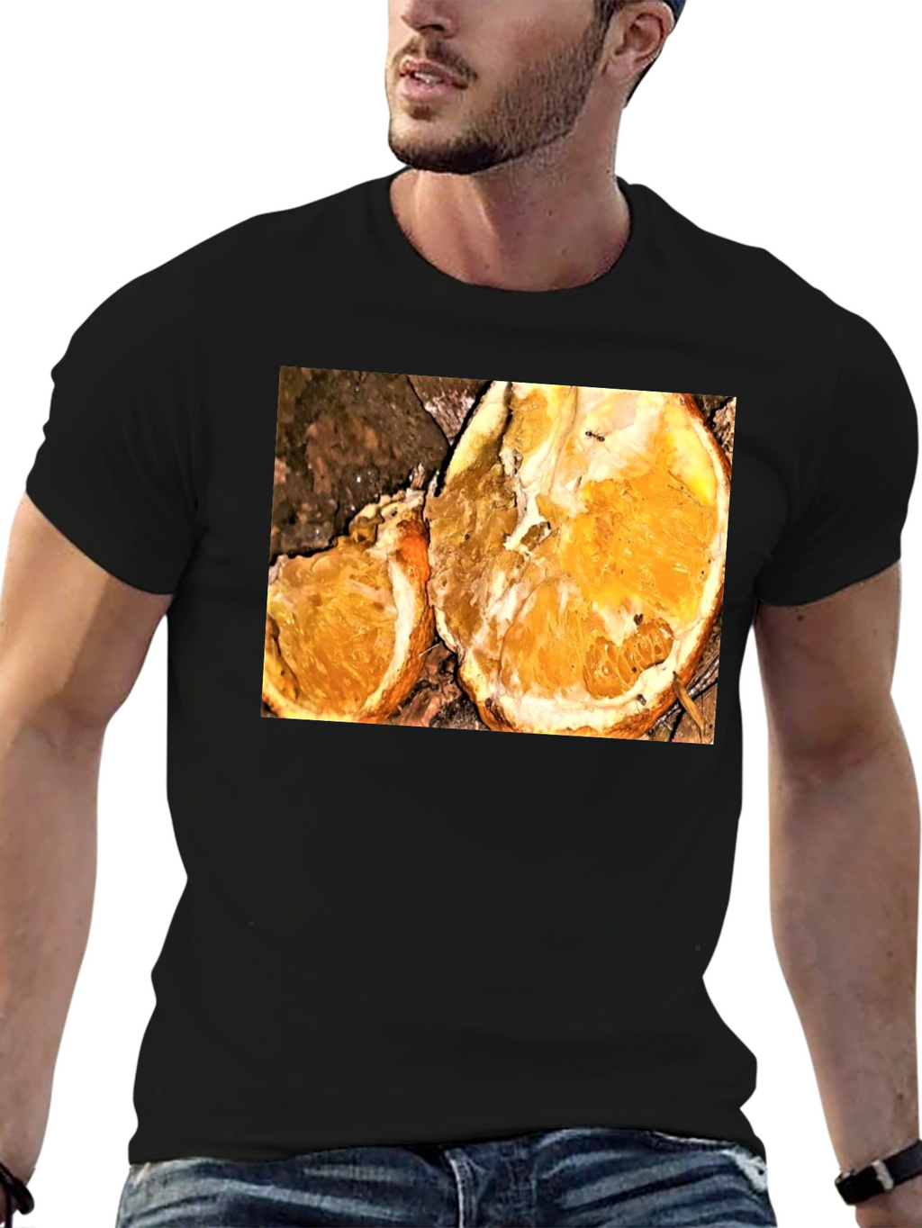 Orange Slice Graphic Tee - Black Casual T-Shirt