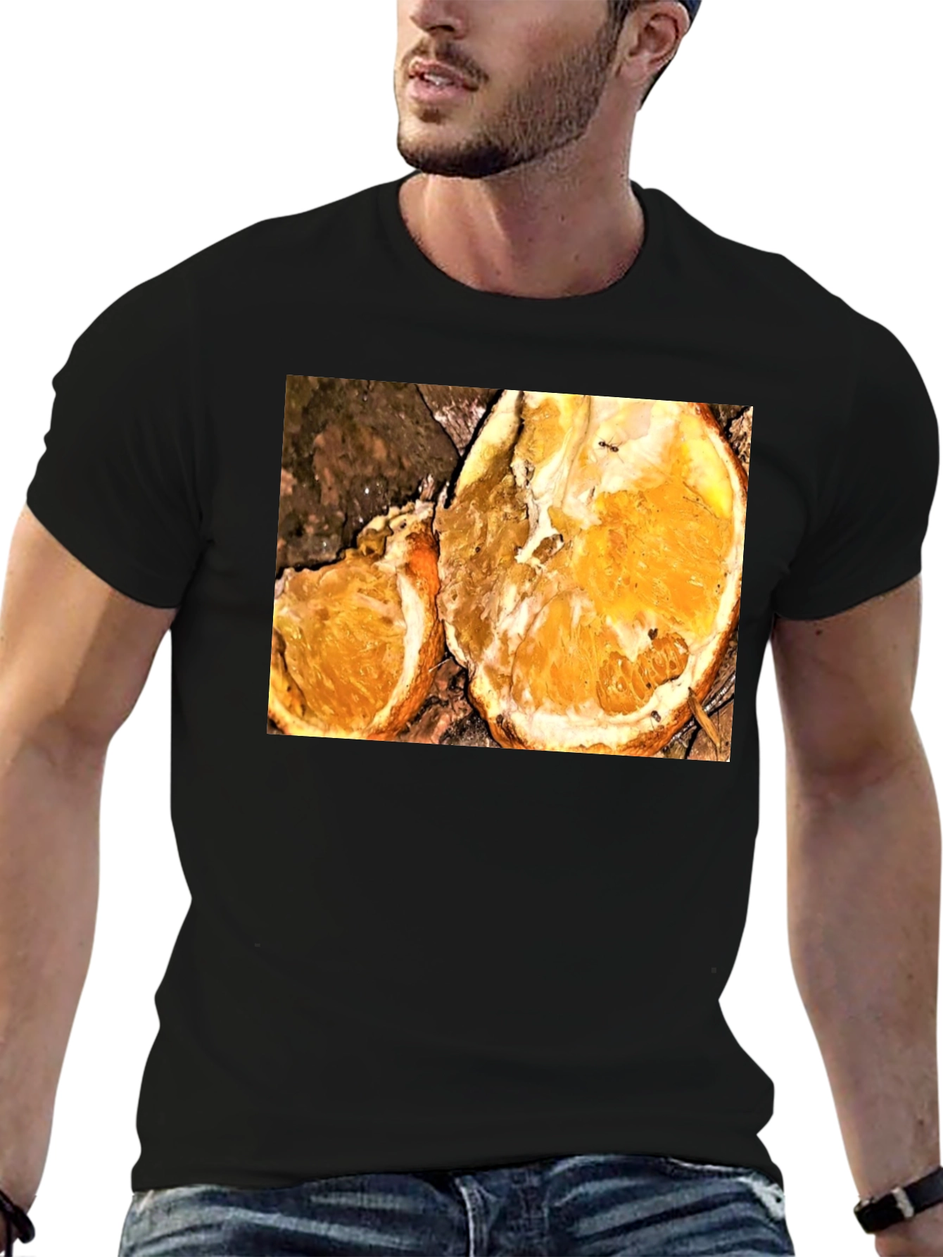 Orange Slice Graphic Tee - Black Casual T-Shirt