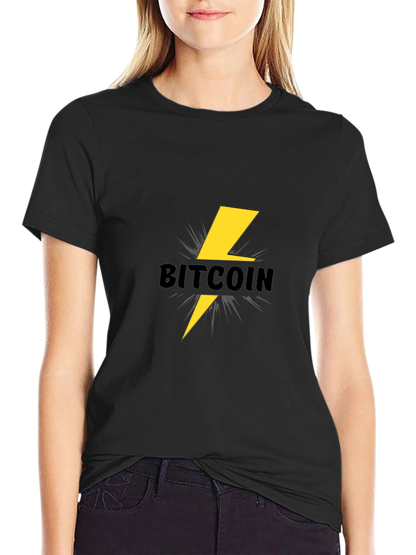 Bitcoin Lightning Bolt Black T-Shirt