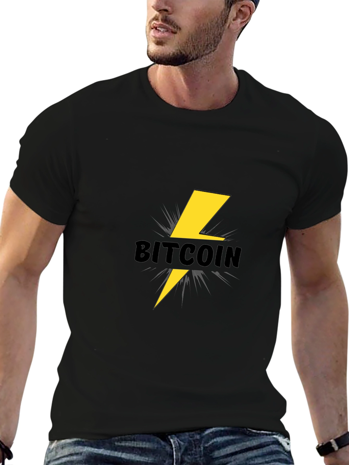 Bitcoin Lightning Bolt Black T-Shirt