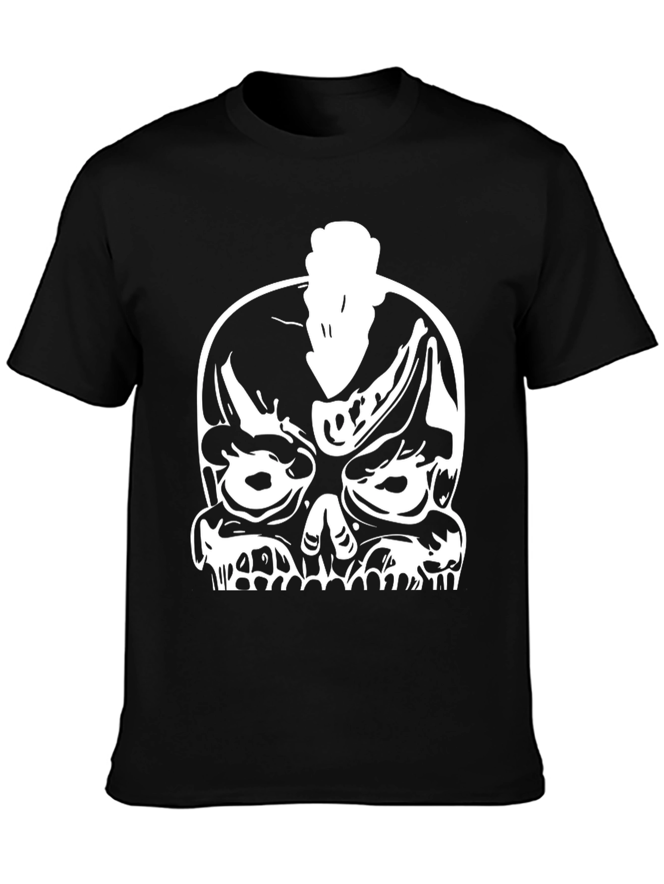 Skull Punk Graphic Tee - Bold Black Cotton T-Shirt