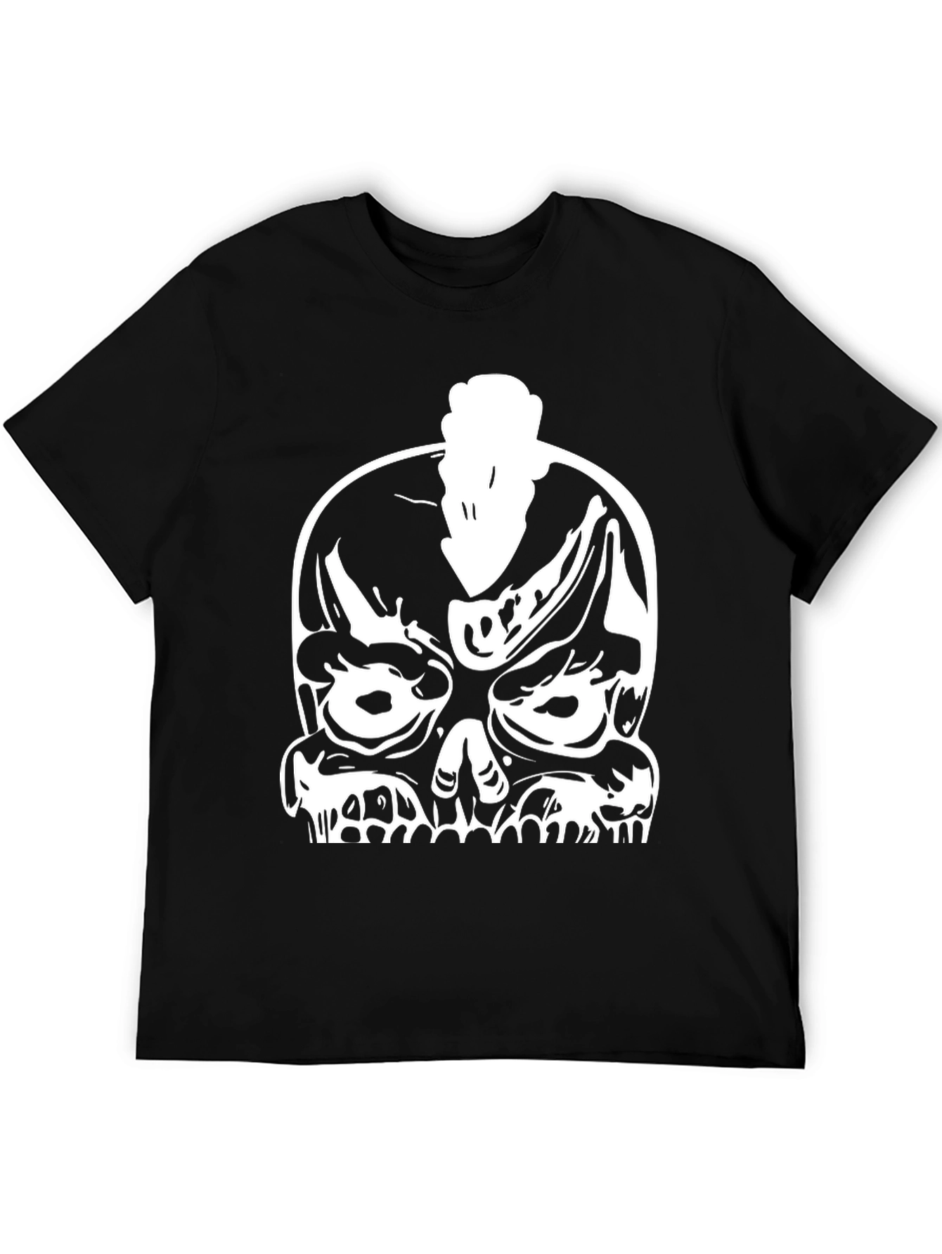 Skull Punk Graphic Tee - Bold Black Cotton T-Shirt