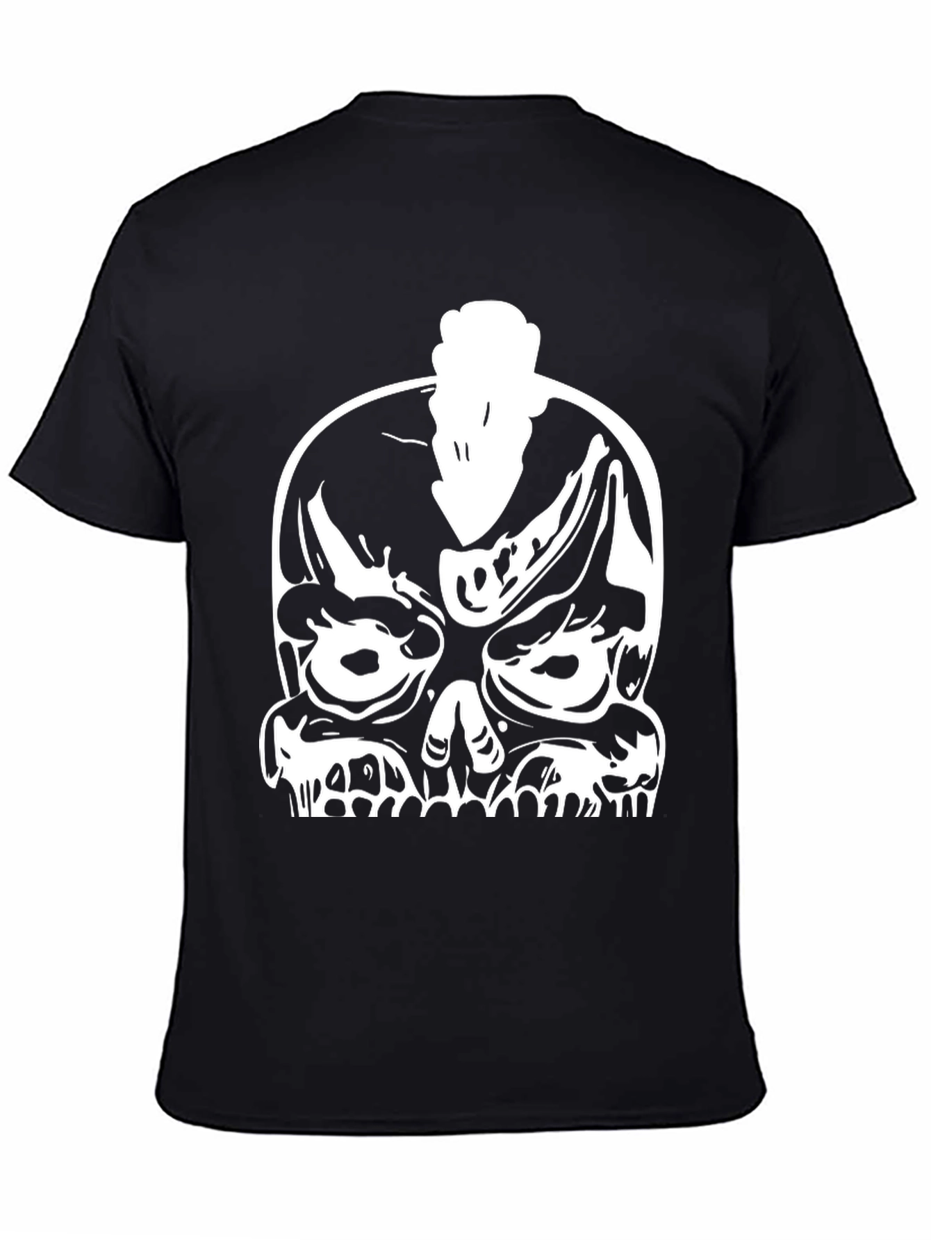 Skull Punk Graphic Tee - Bold Black Cotton T-Shirt