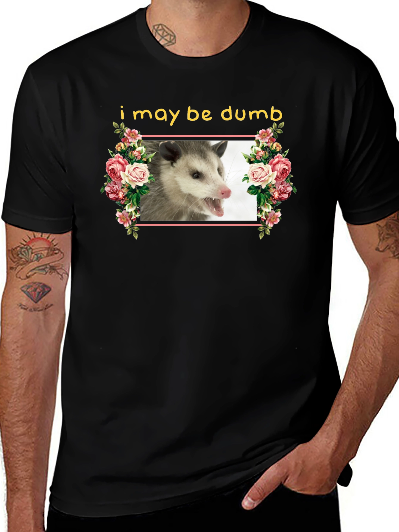 Funny Opossum T-Shirt - I May Be Dumb Graphic Tee