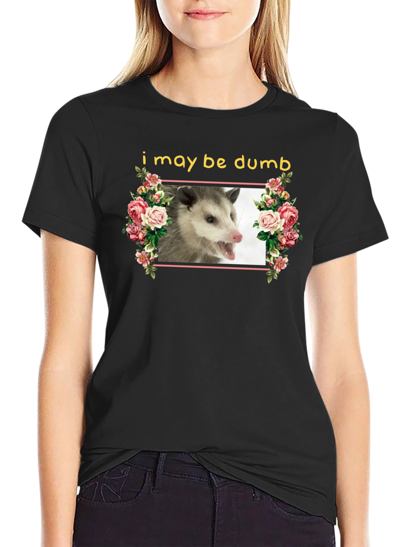 Funny Opossum T-Shirt - I May Be Dumb Graphic Tee