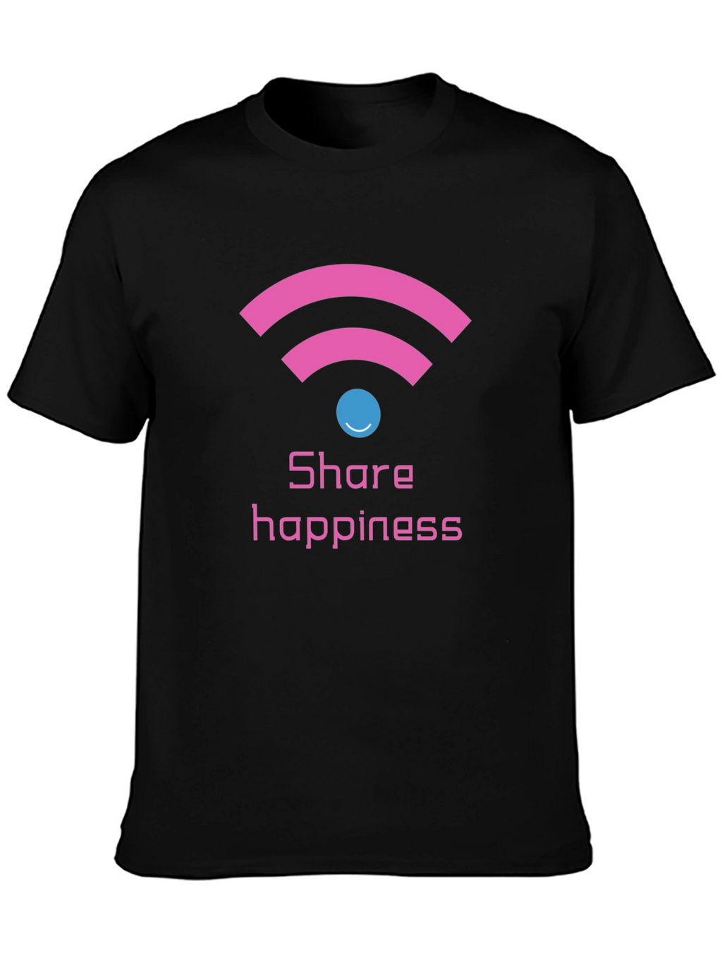 Share Happiness Graphic Tee - Black Cotton Comfort