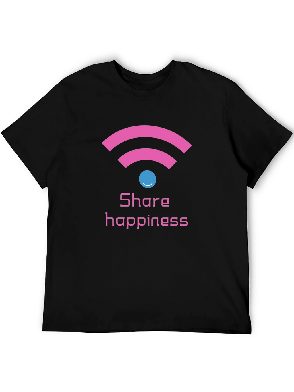 Share Happiness Graphic Tee - Black Cotton Comfort